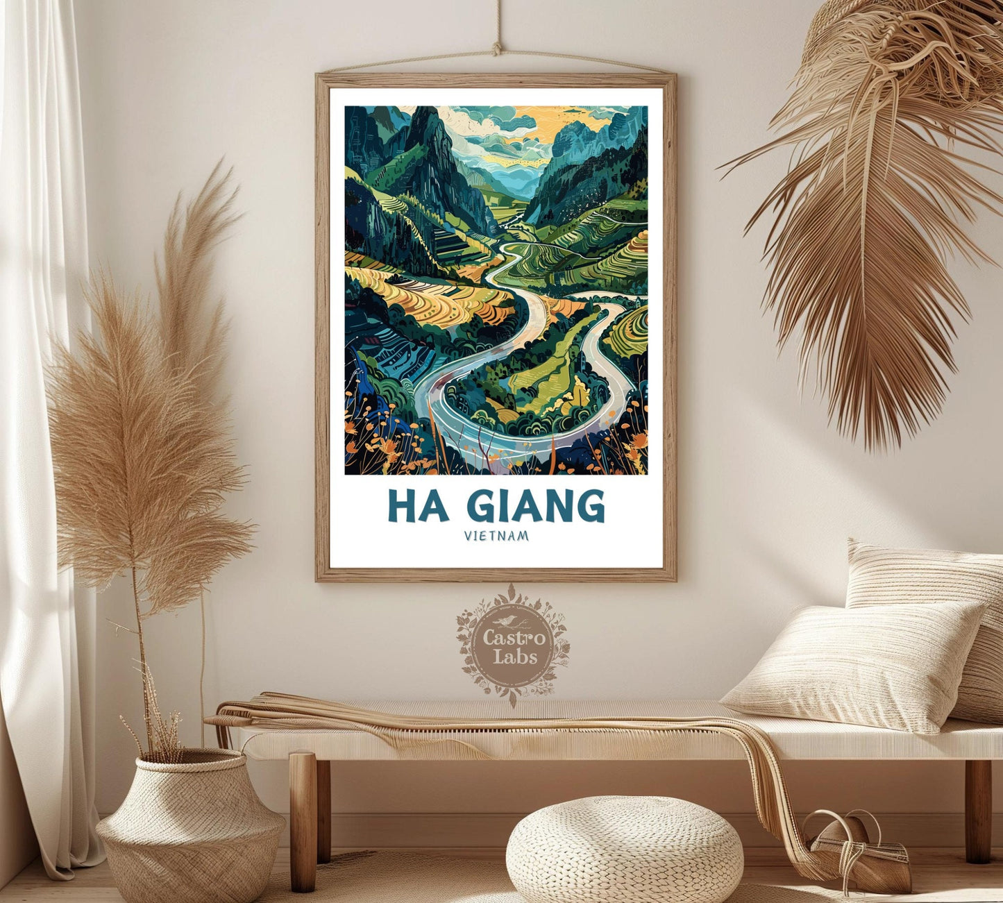 Ha Giang Vietnam Poster Painting on a bright wall