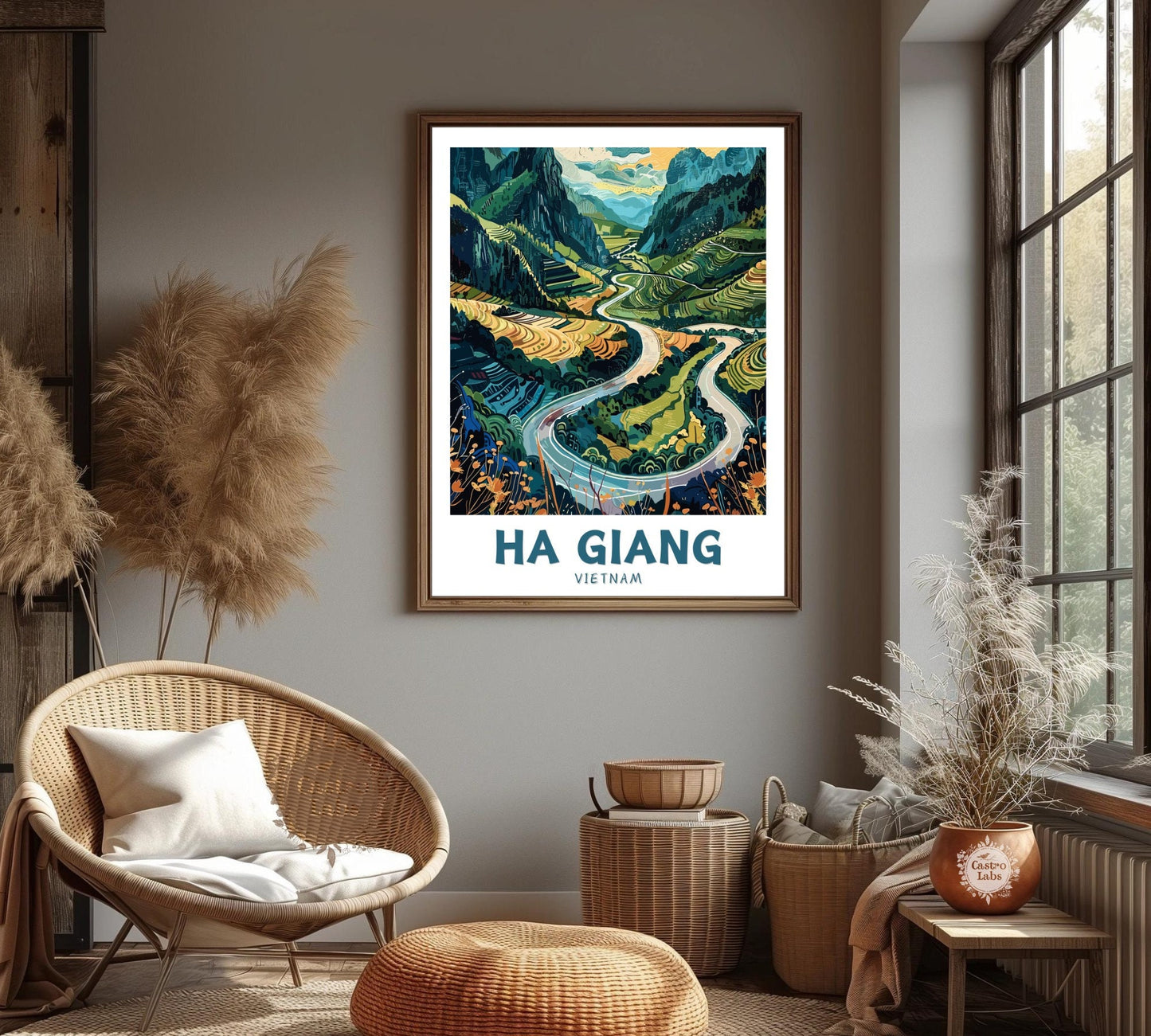 Ha Giang Vietnam Poster Painting on a bright wall