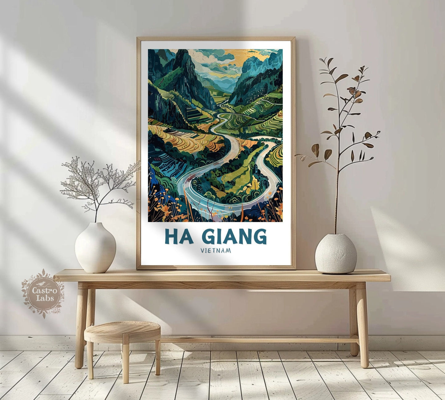 Ha Giang Vietnam Poster Painting on a bright wall