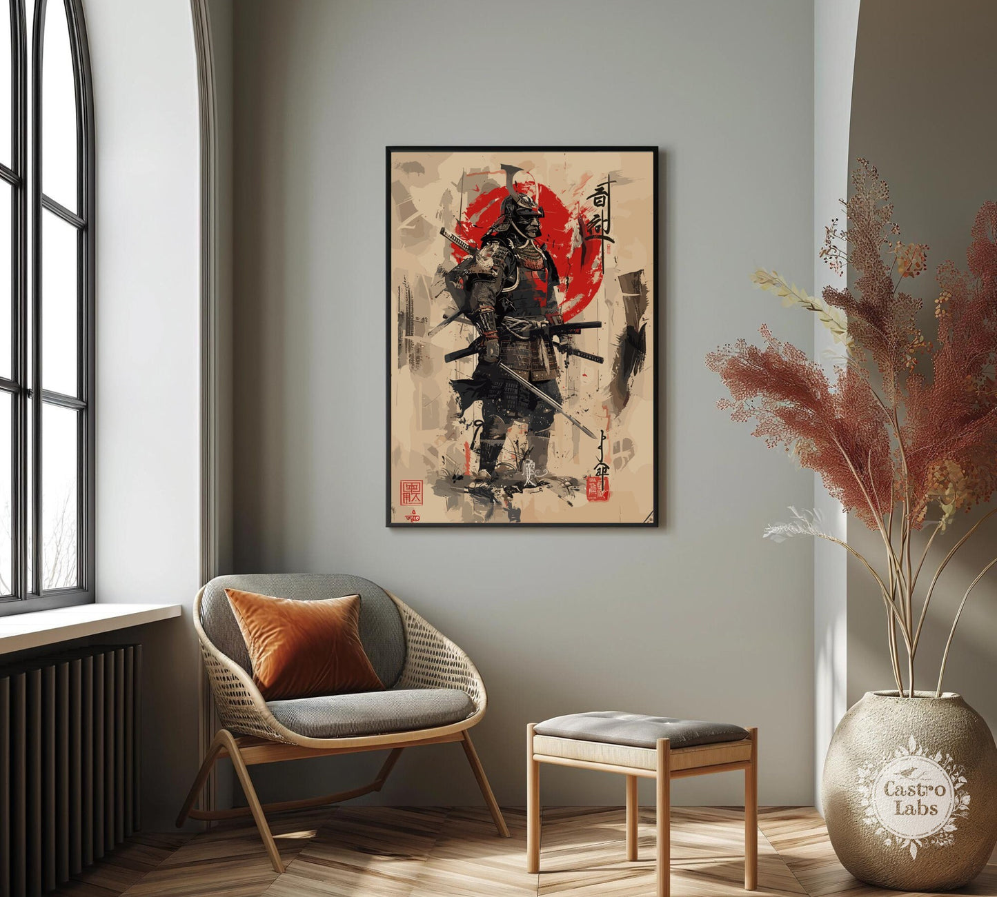 Warrior Samurai Poster: Japanese Warrior Samurai Wall Art