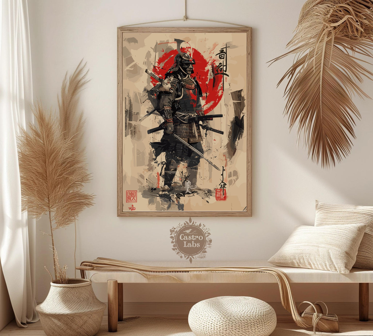 Warrior Samurai Poster: Japanese Warrior Samurai Wall Art