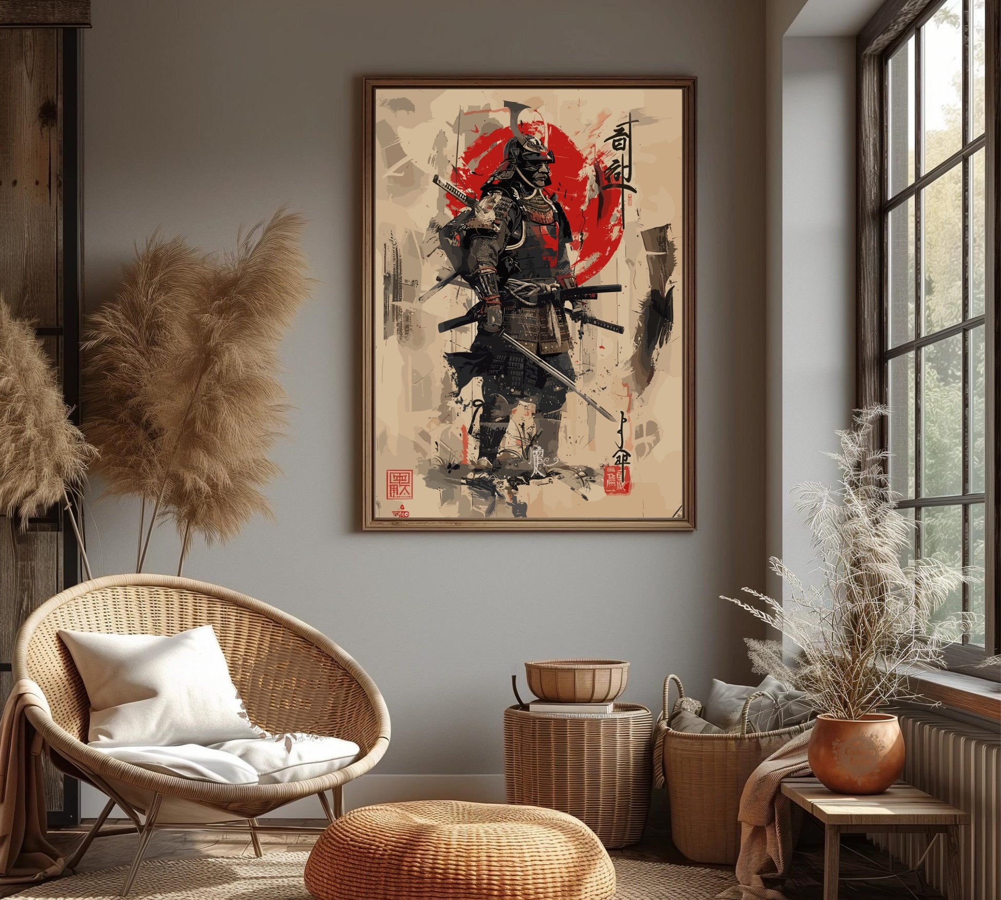 Warrior Samurai Poster: Japanese Warrior Samurai Wall Art