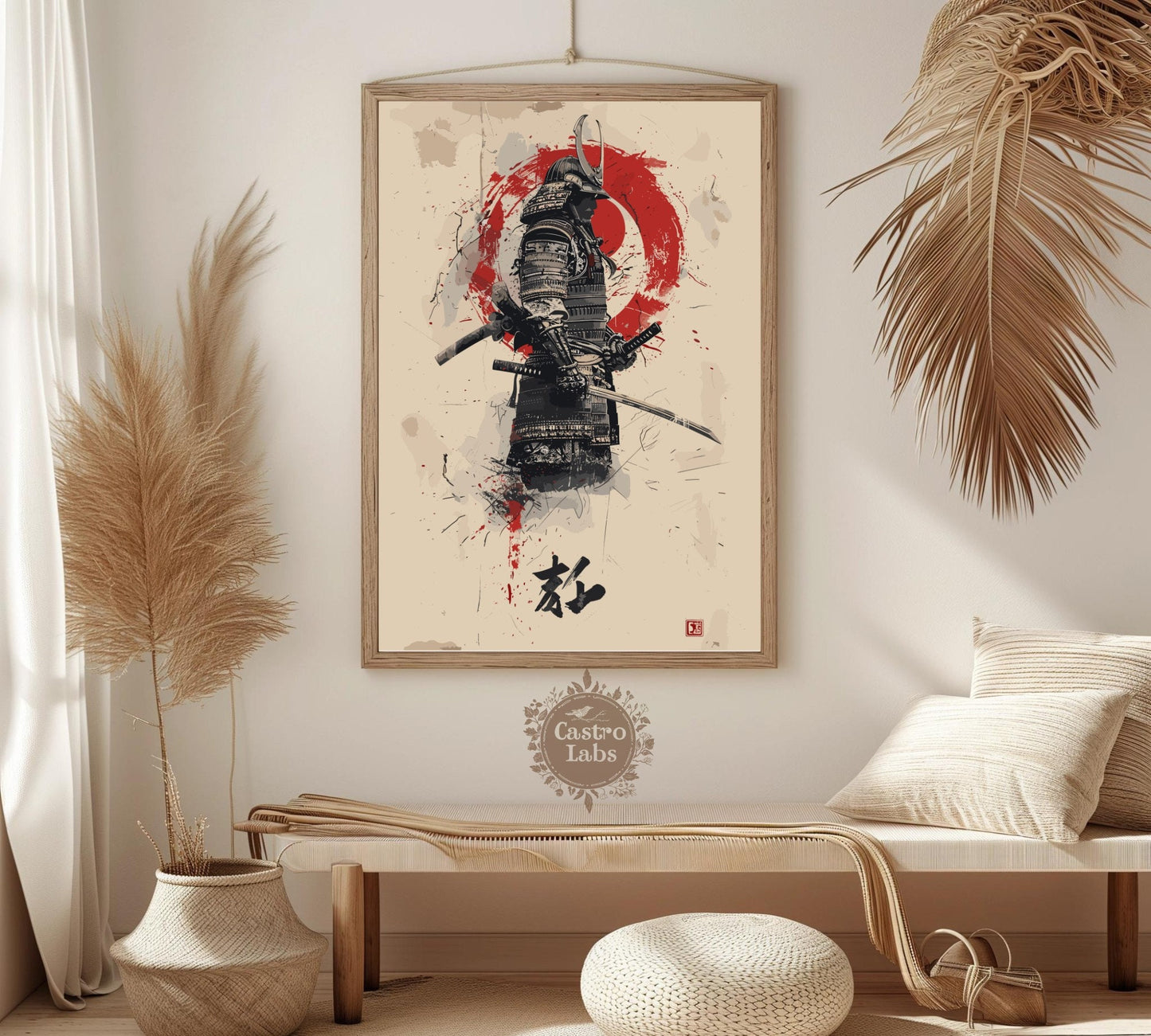 Japanese Warrior Poster: Japanese Warrior Samurai Wall Art