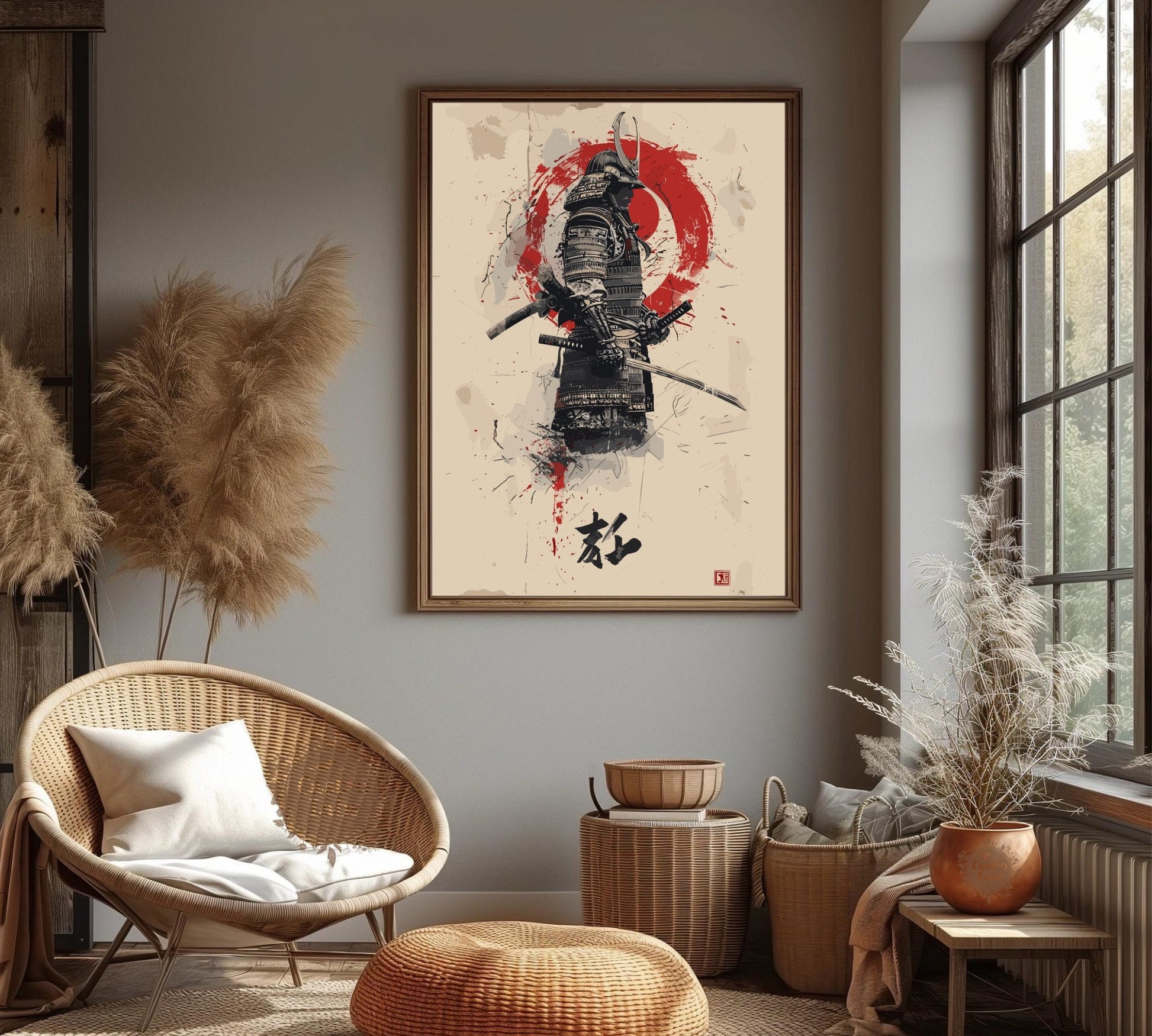 Japanese Warrior Poster: Japanese Warrior Samurai Wall Art