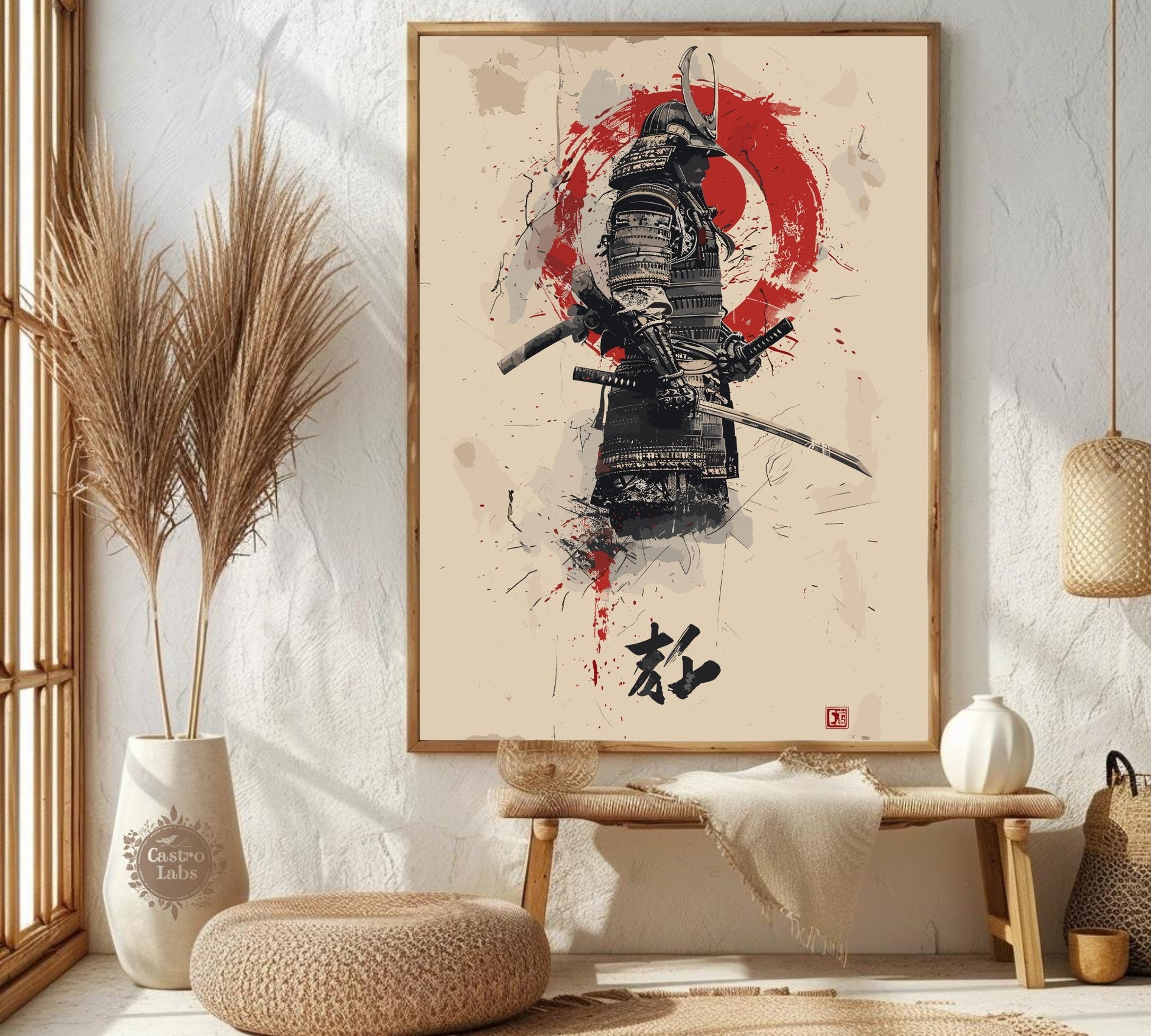 Japanese Warrior Poster: Japanese Warrior Samurai Wall Art