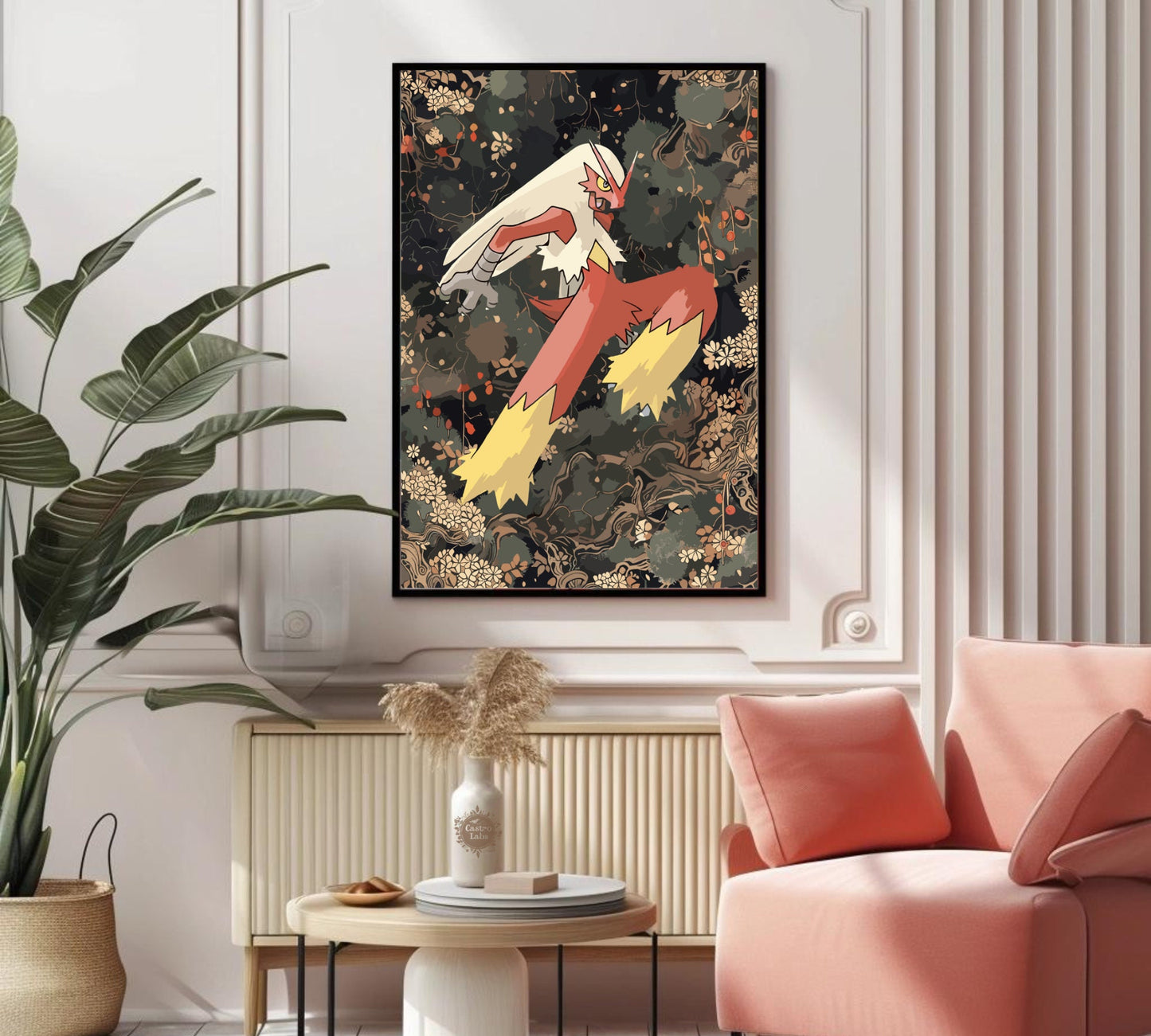 Blaziken Poster: Japanese Tapestry Style Pokemon Anime Poster