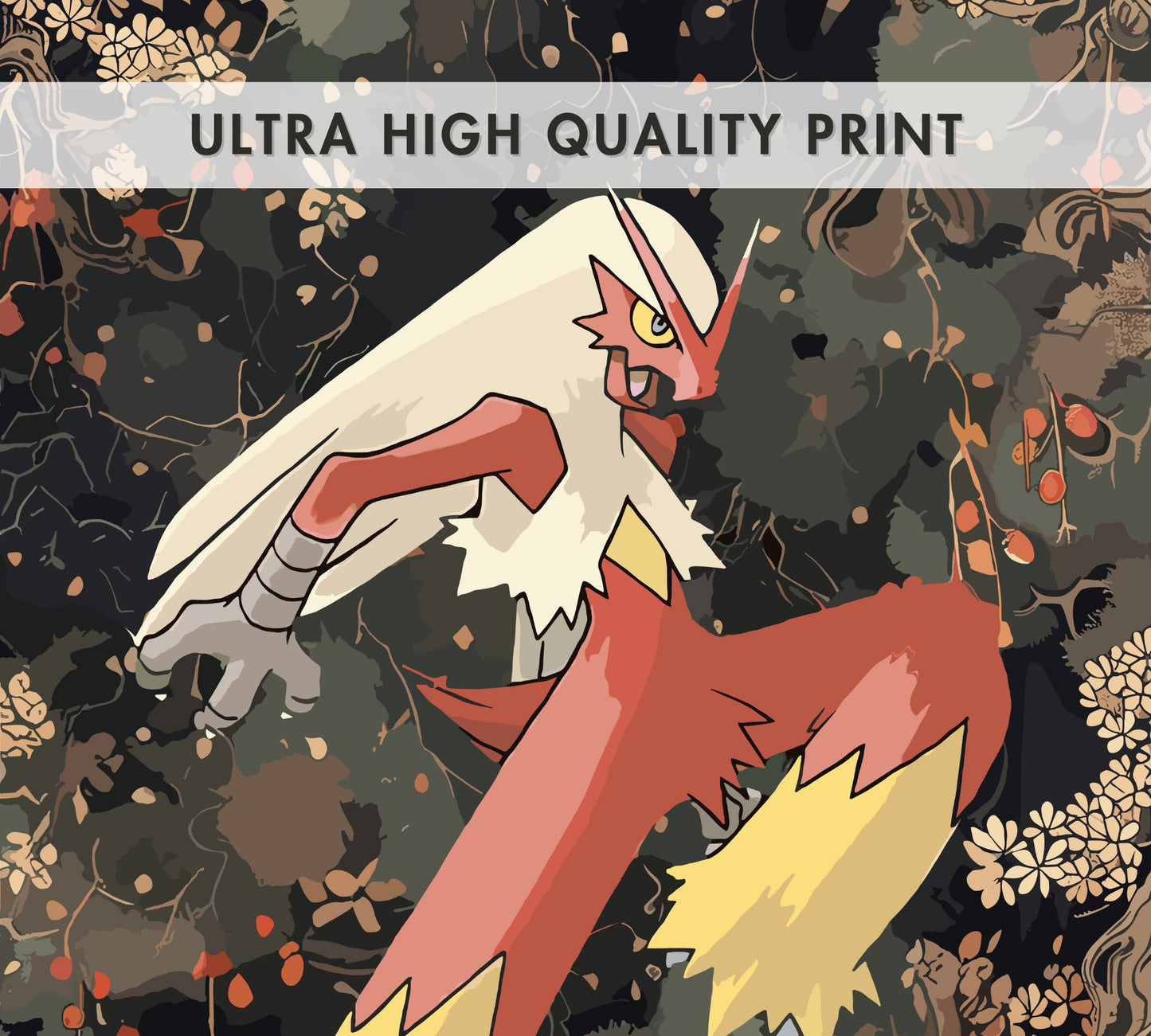 Blaziken Poster: Japanese Tapestry Style Pokemon Anime Poster