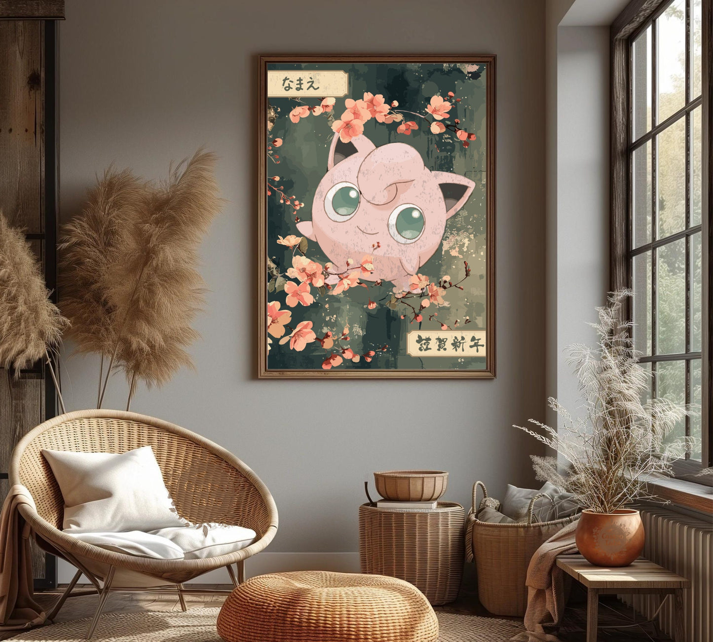 Jigglypuff Poster: Japanese Tapestry Style Pokemon Anime Poster