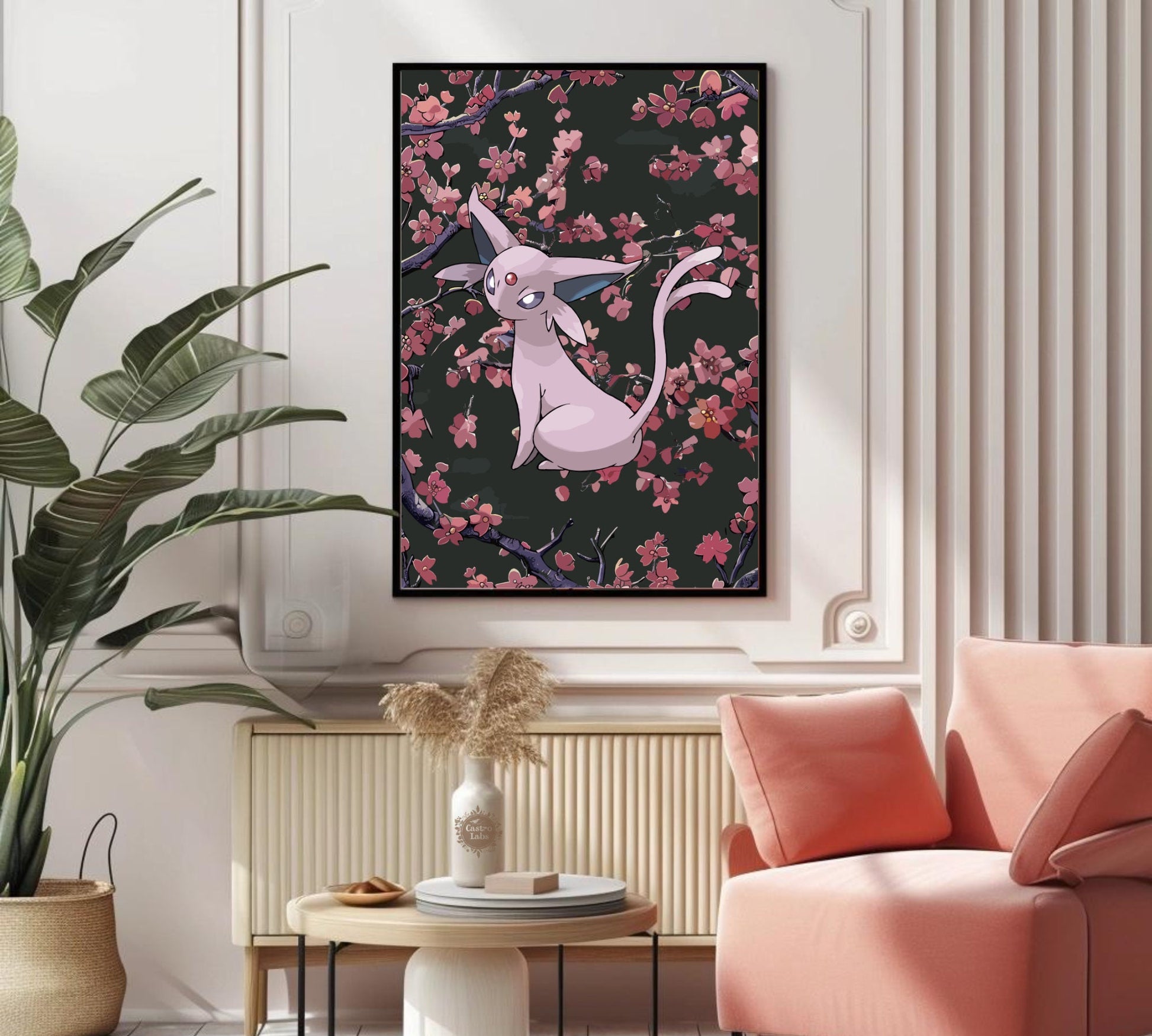 Espeon Poster: Japanese Tapestry Style Pokemon Anime Poster