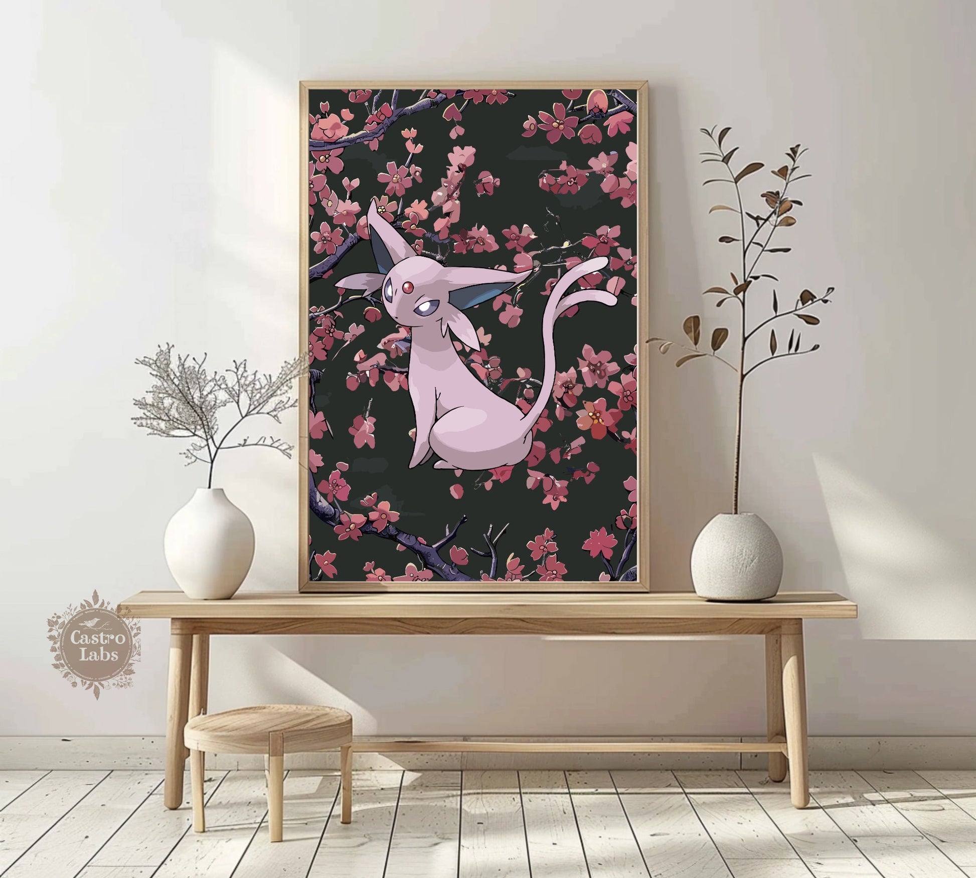 Espeon Poster: Japanese Tapestry Style Pokemon Anime Poster