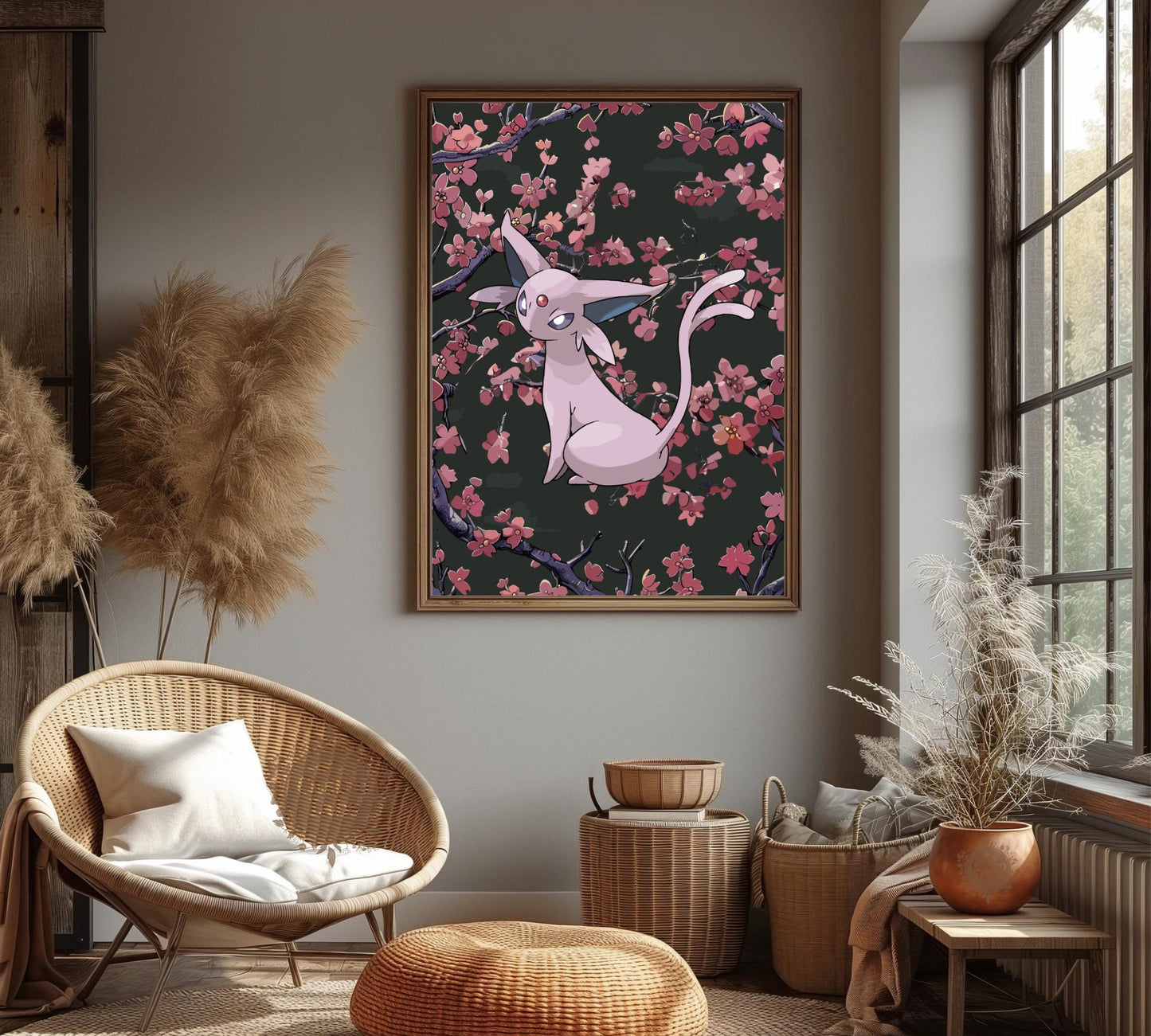 Espeon Poster: Japanese Tapestry Style Pokemon Anime Poster