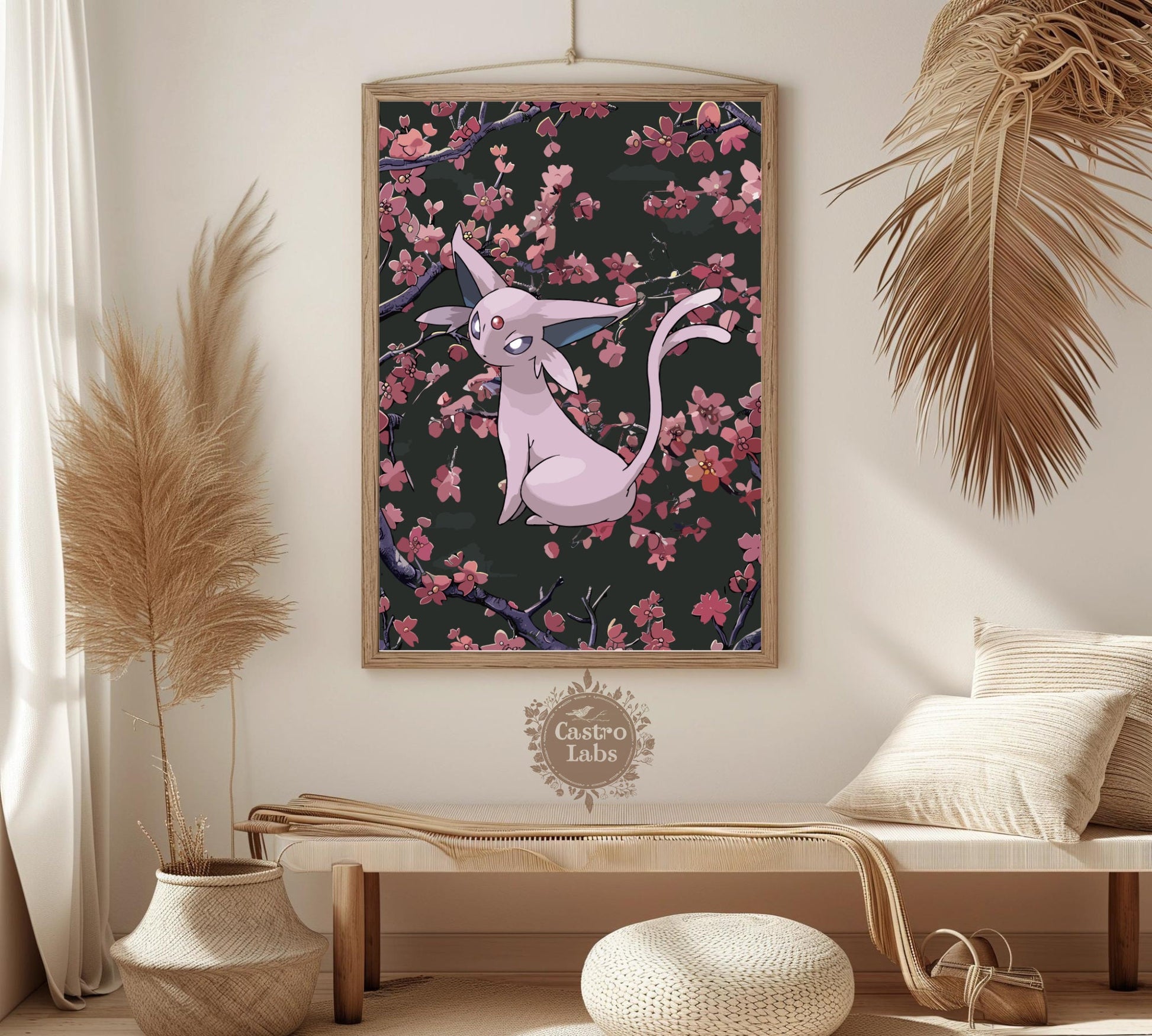 Espeon Poster: Japanese Tapestry Style Pokemon Anime Poster