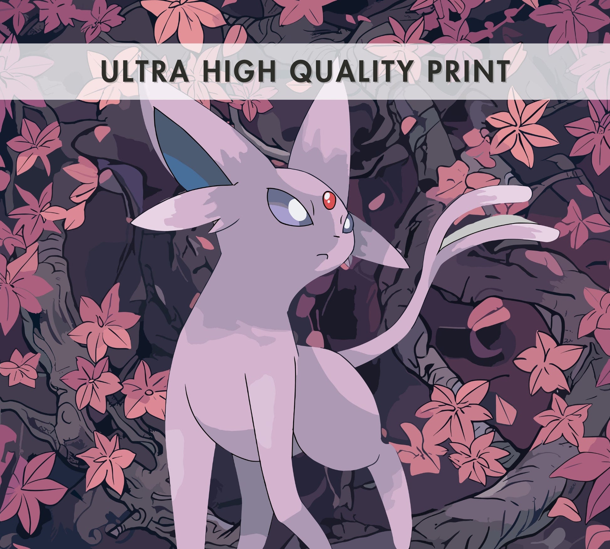 Espeon Poster: Japanese Tapestry Style Pokemon Anime Poster