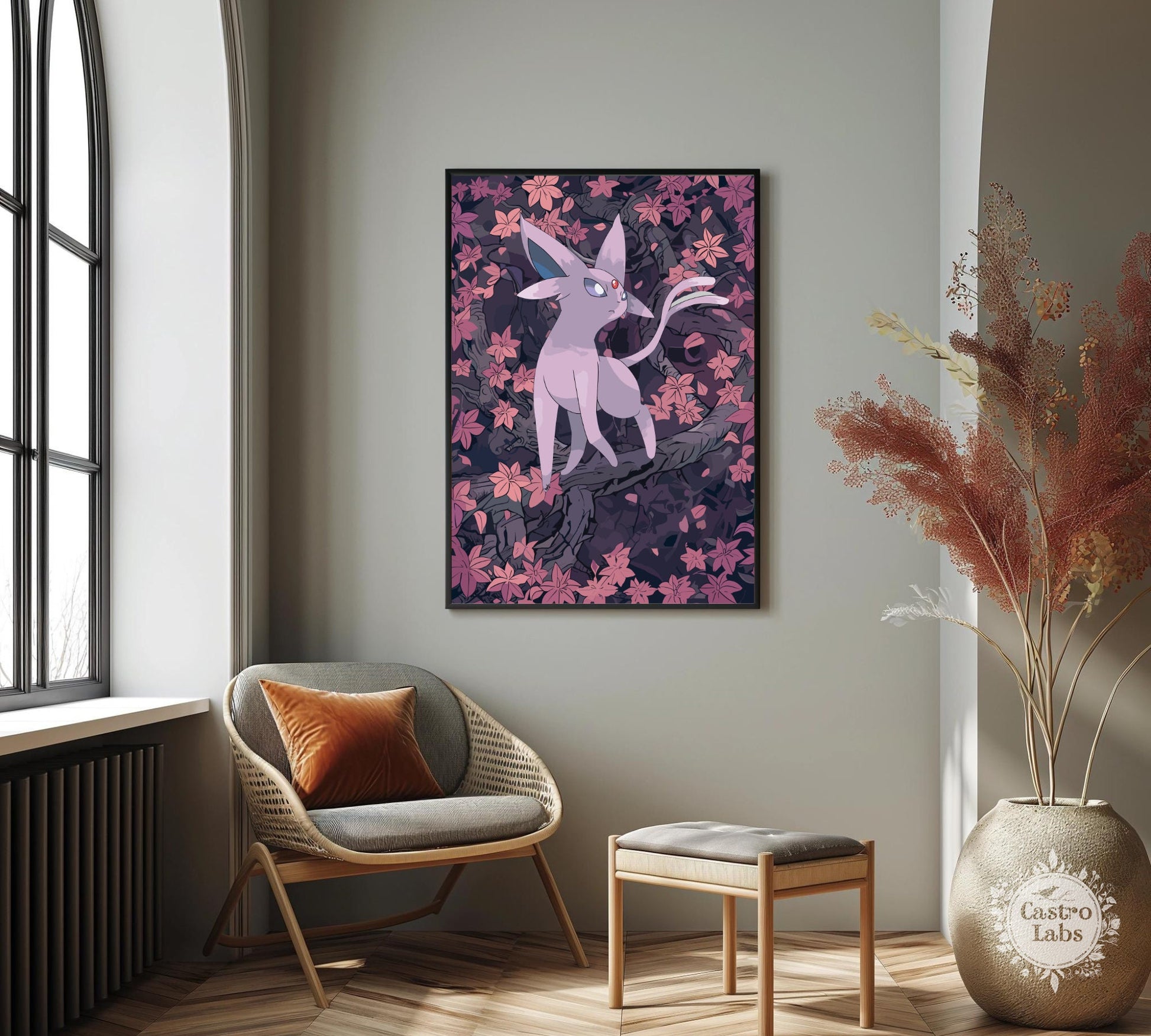 Espeon Poster: Japanese Tapestry Style Pokemon Anime Poster