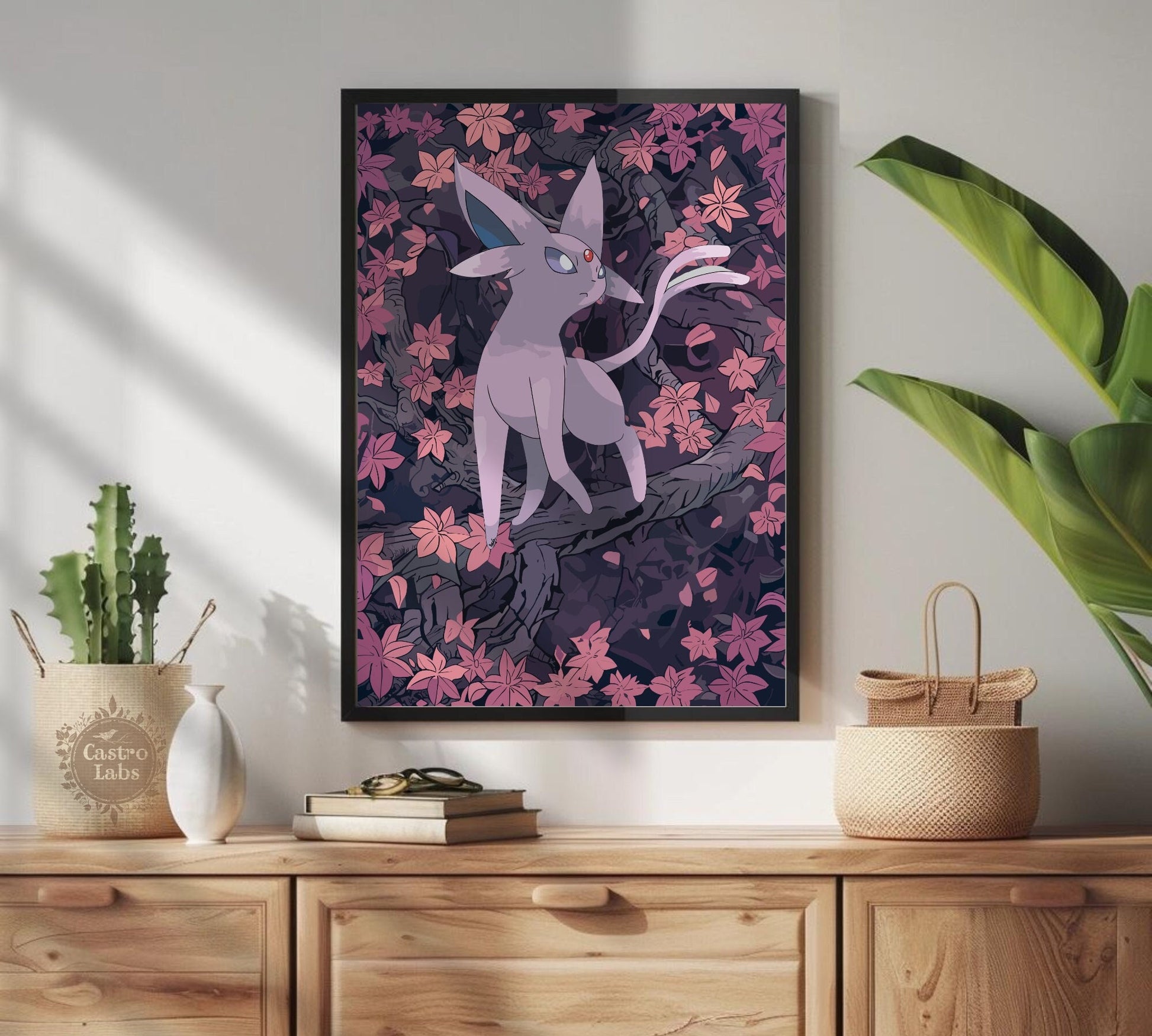 Espeon Poster: Japanese Tapestry Style Pokemon Anime Poster