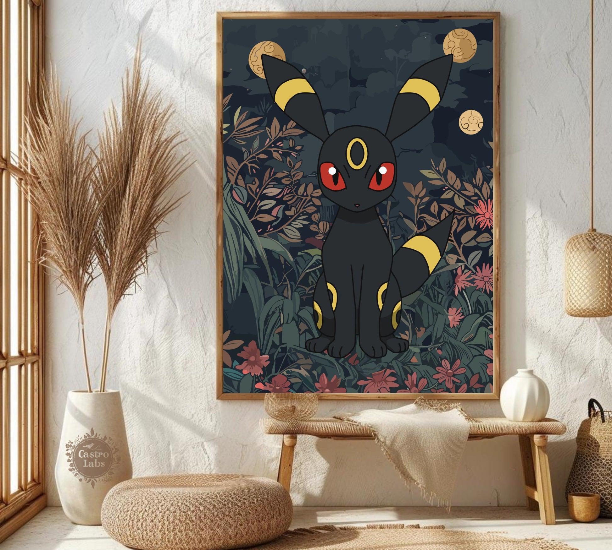 Umbreon Poster: Japanese Tapestry Style Pokemon Anime Poster