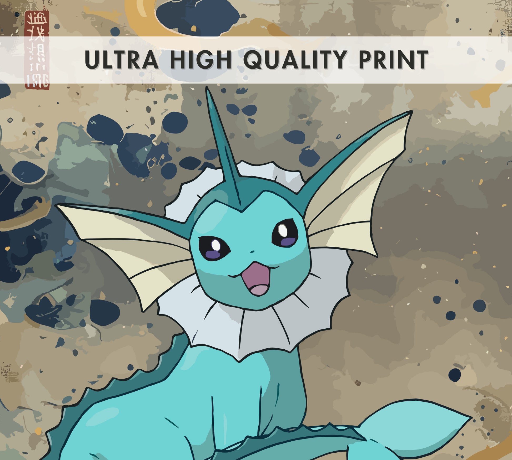 Vaporeon Poster: Japanese Tapestry Style Pokemon Anime Poster