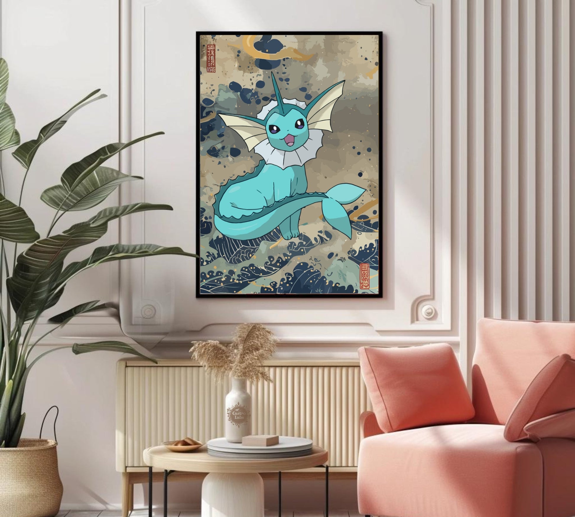 Vaporeon Poster: Japanese Tapestry Style Pokemon Anime Poster