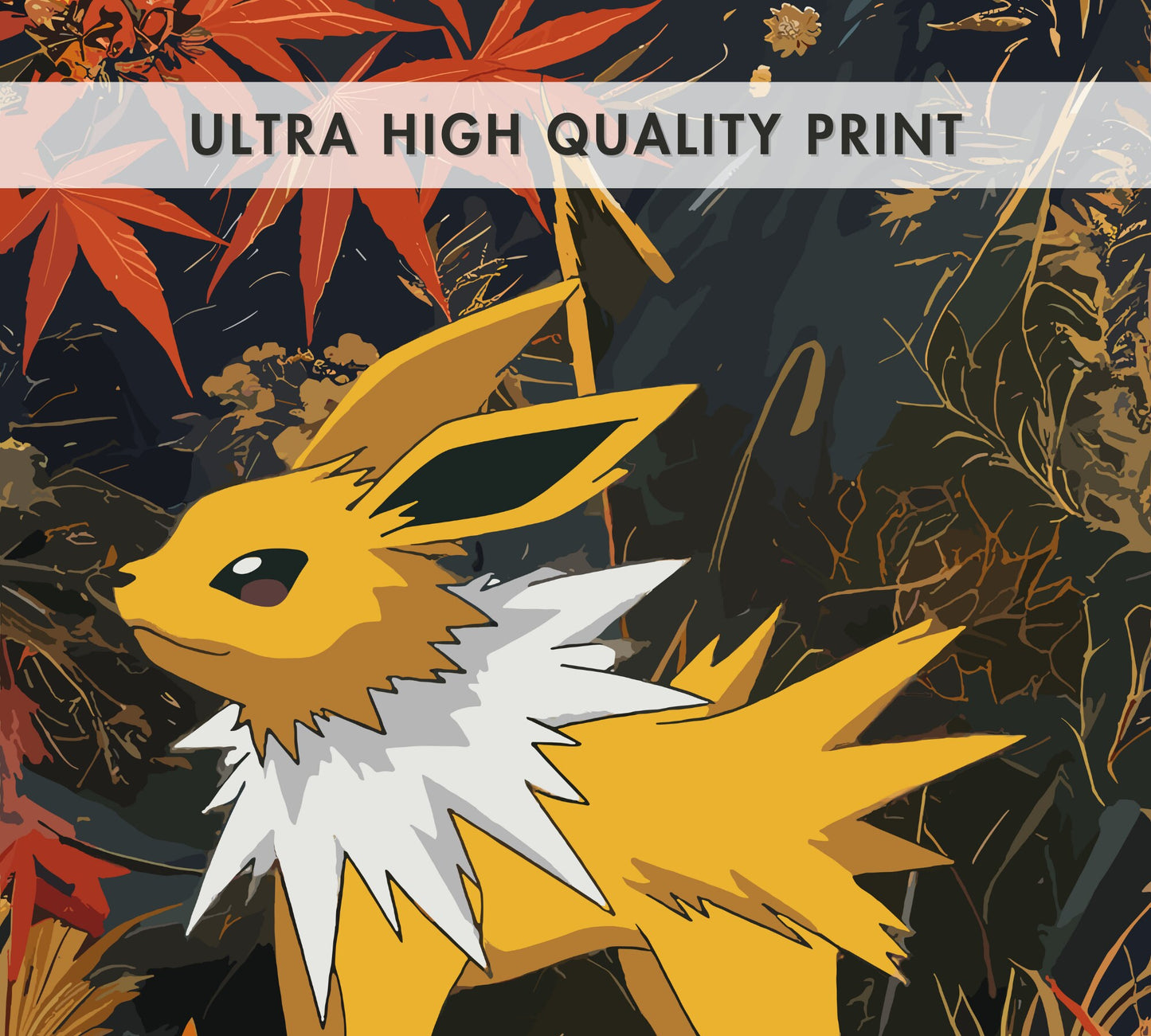 Jolteon Poster: Japanese Tapestry Style Pokemon Anime Poster