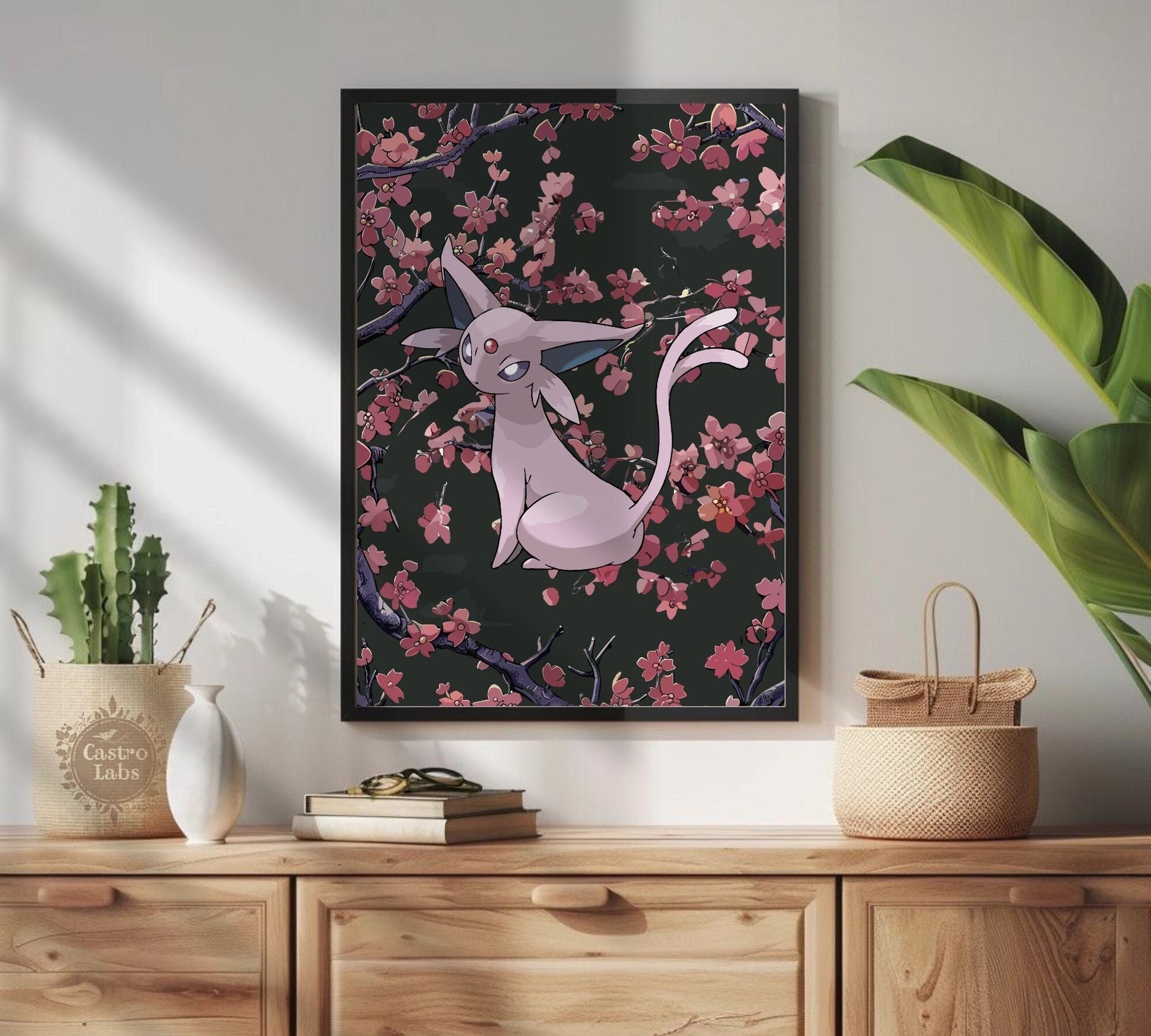 Espeon Poster: Japanese Tapestry Style Pokemon Anime Poster