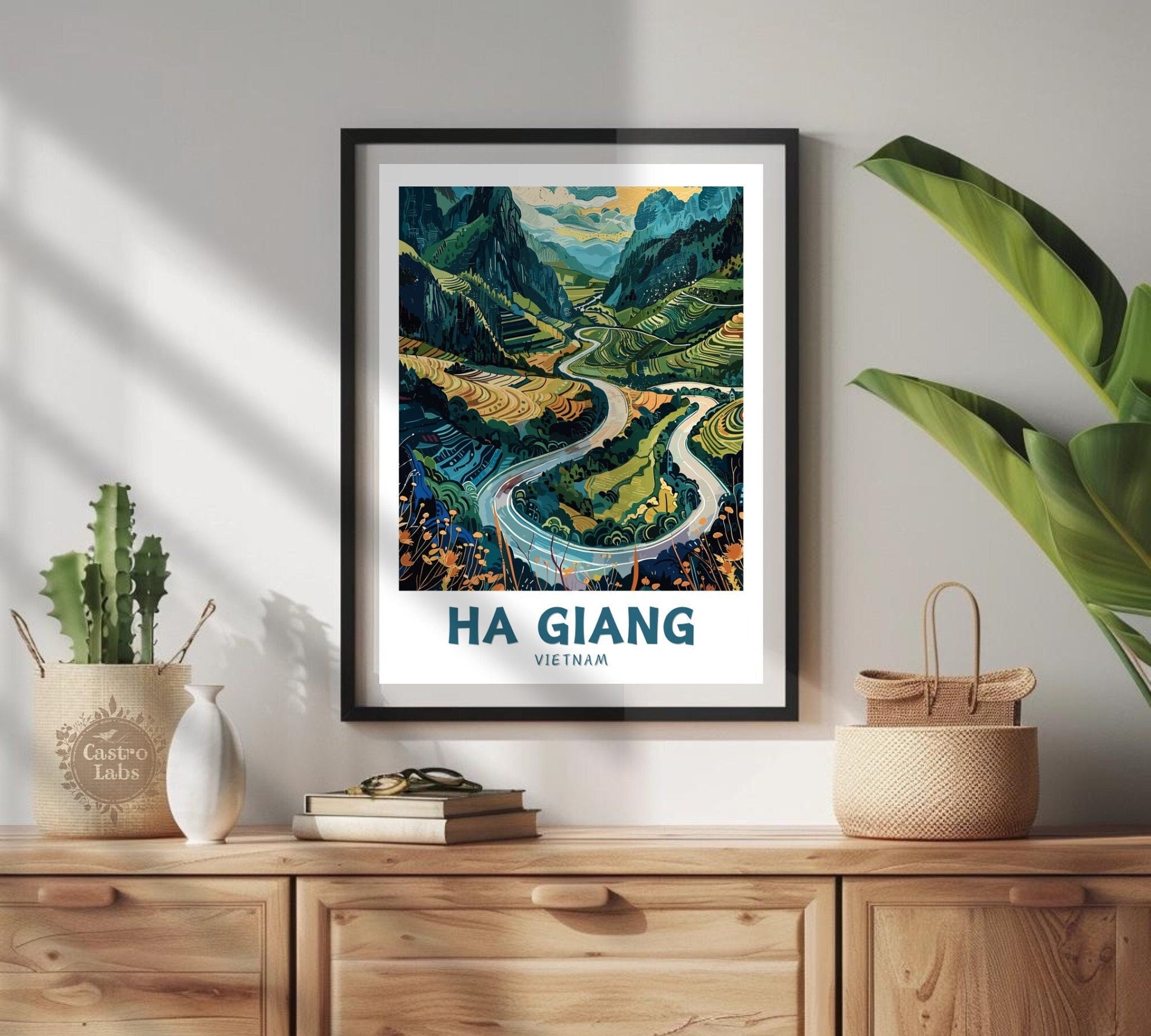 Ha Giang Vietnam Poster Painting on a bright wall