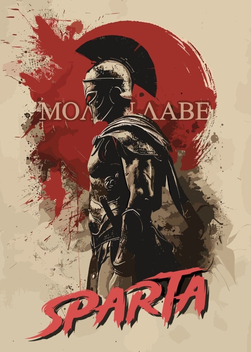 Spartan Warrior Printable Art, Molon Labe