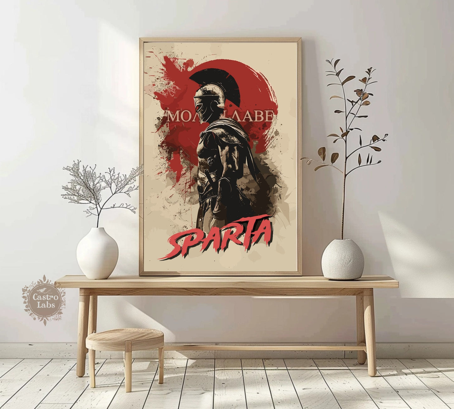 Spartan Warrior Printable Art, Molon Labe