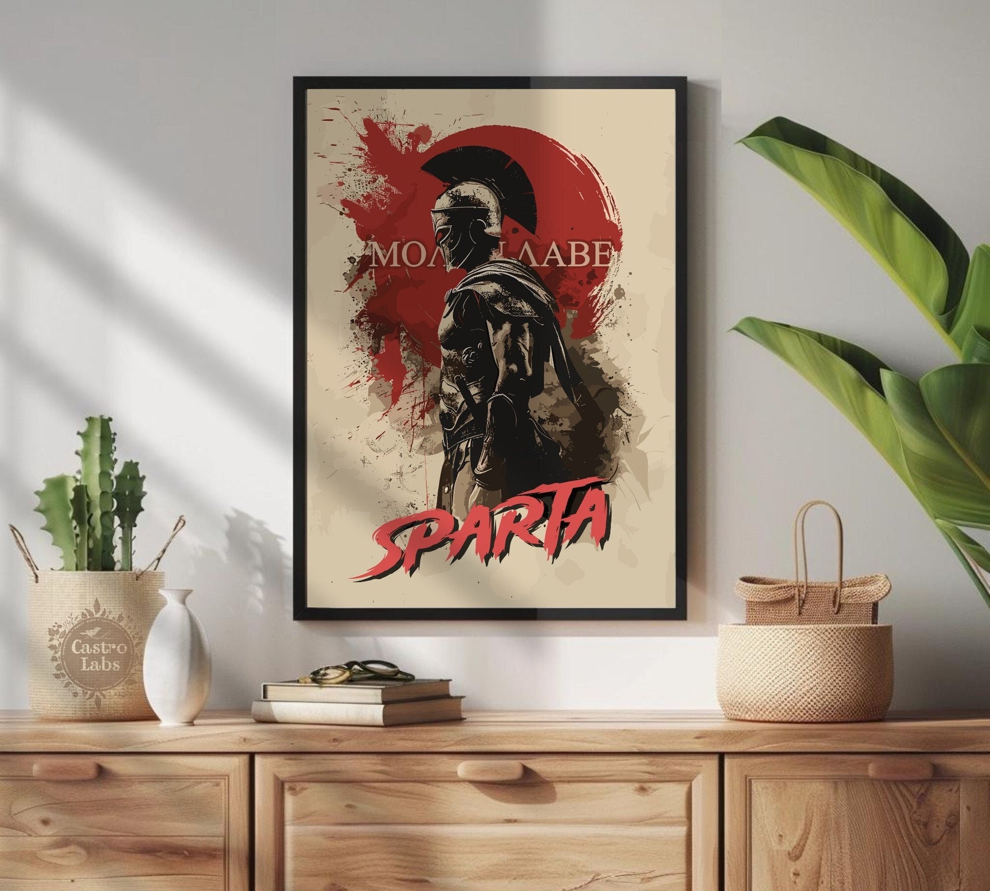 Spartan Warrior Printable Art, Molon Labe