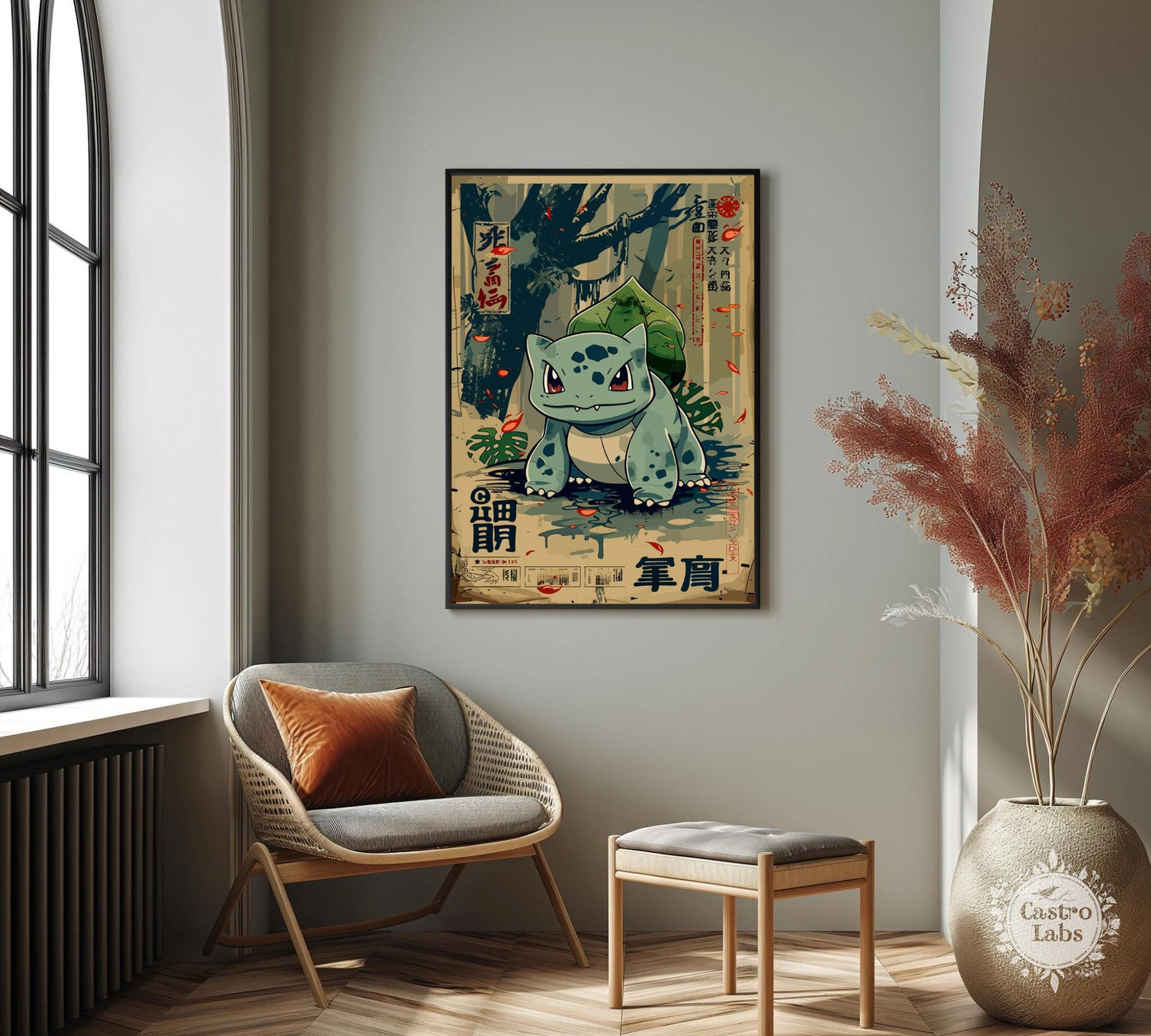 Bulbasaur: Japanese Tapestry Style Pokemon Anime Poster