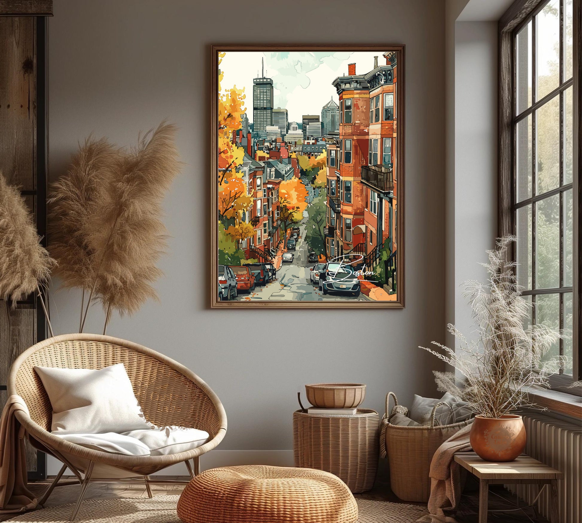 Boston Cityscape Travel Poster: Historic Charm Wall Art