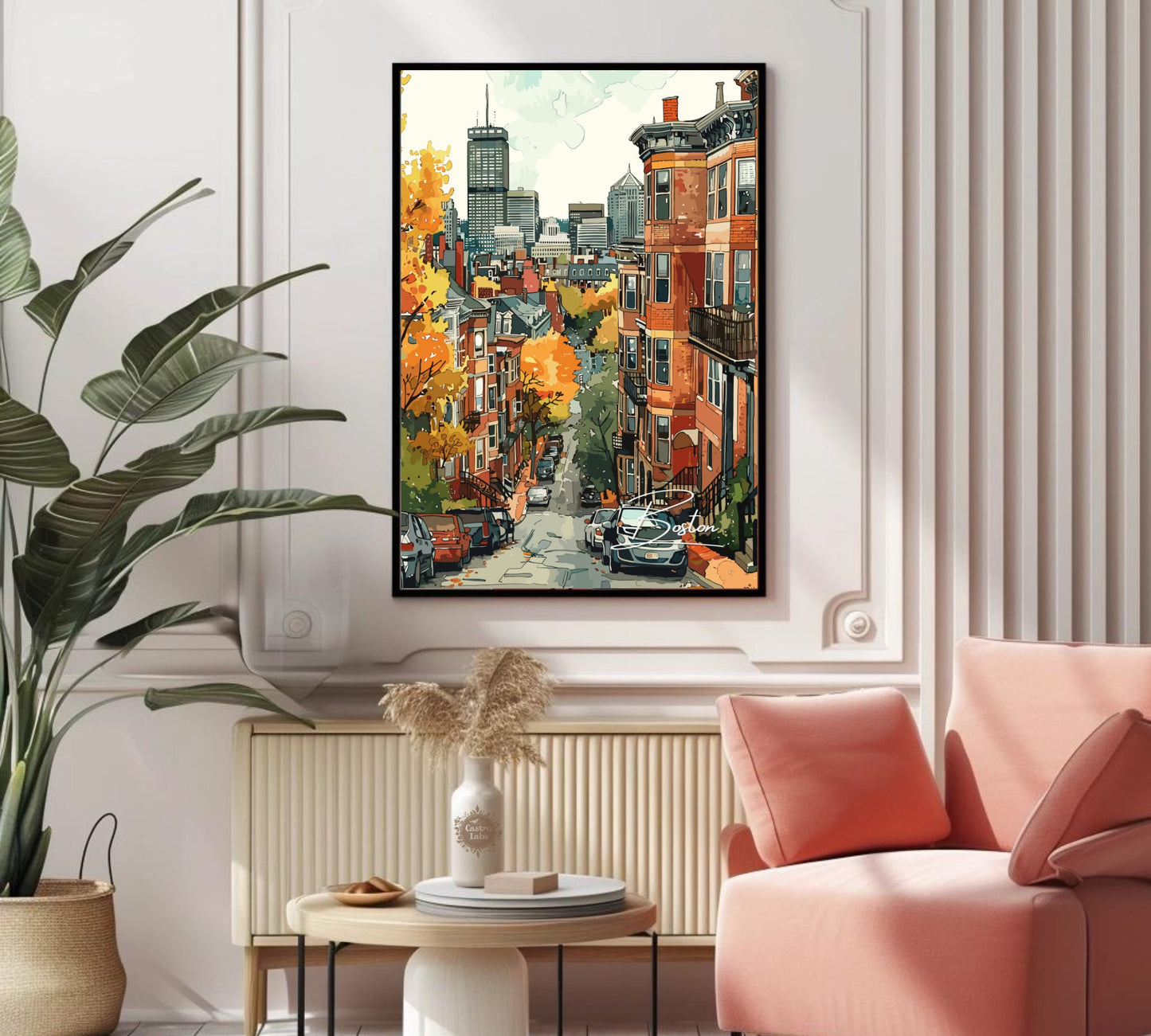 Boston Cityscape Travel Poster: Historic Charm Wall Art