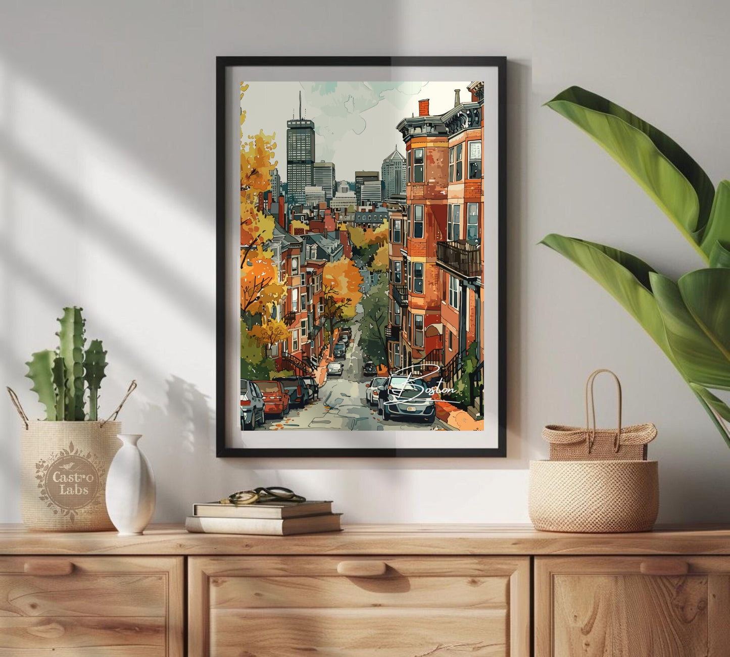 Boston Cityscape Travel Poster: Historic Charm Wall Art