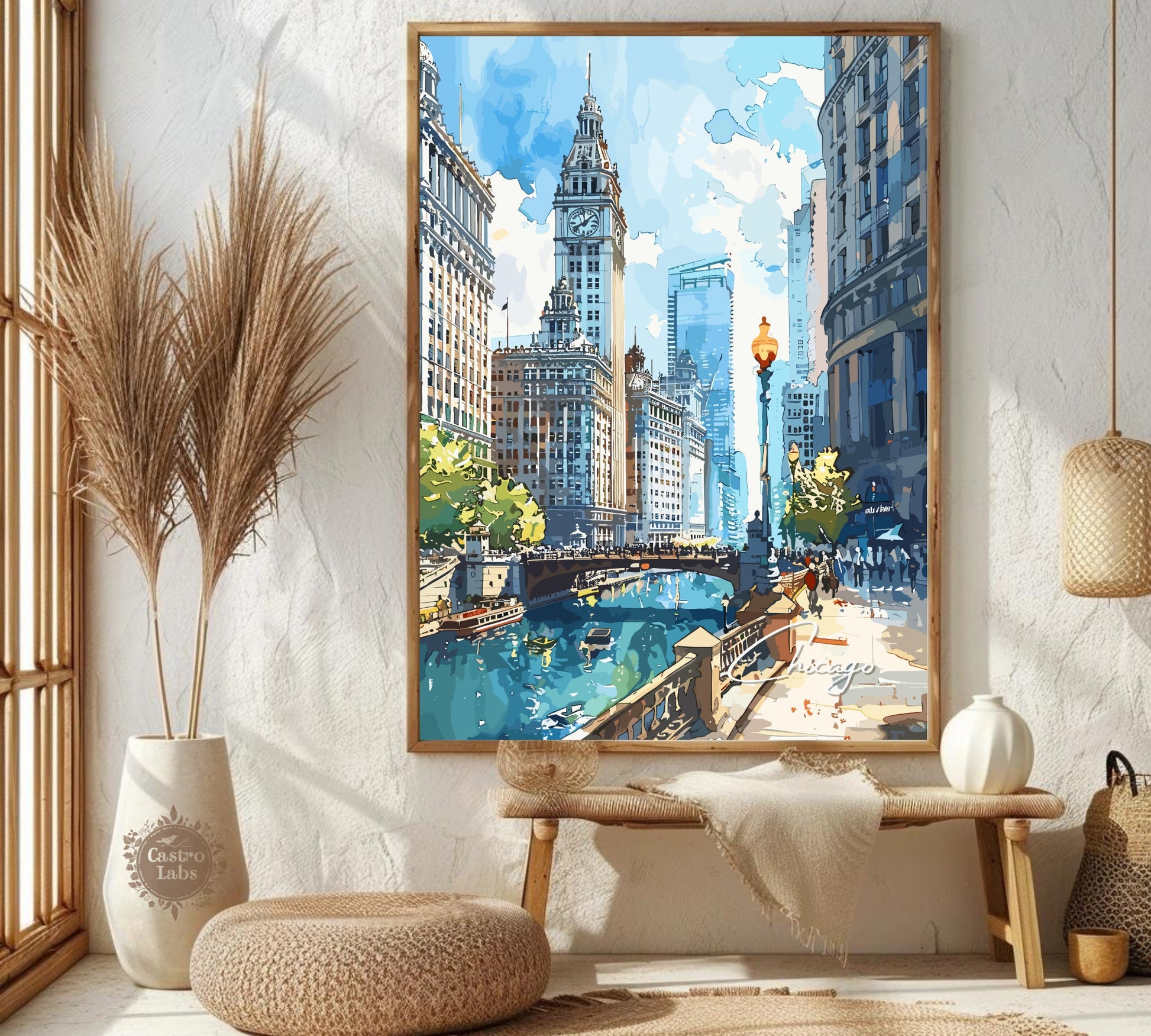 Chicago Skyline Travel Poster: Magnificent Cityscape Wall Art