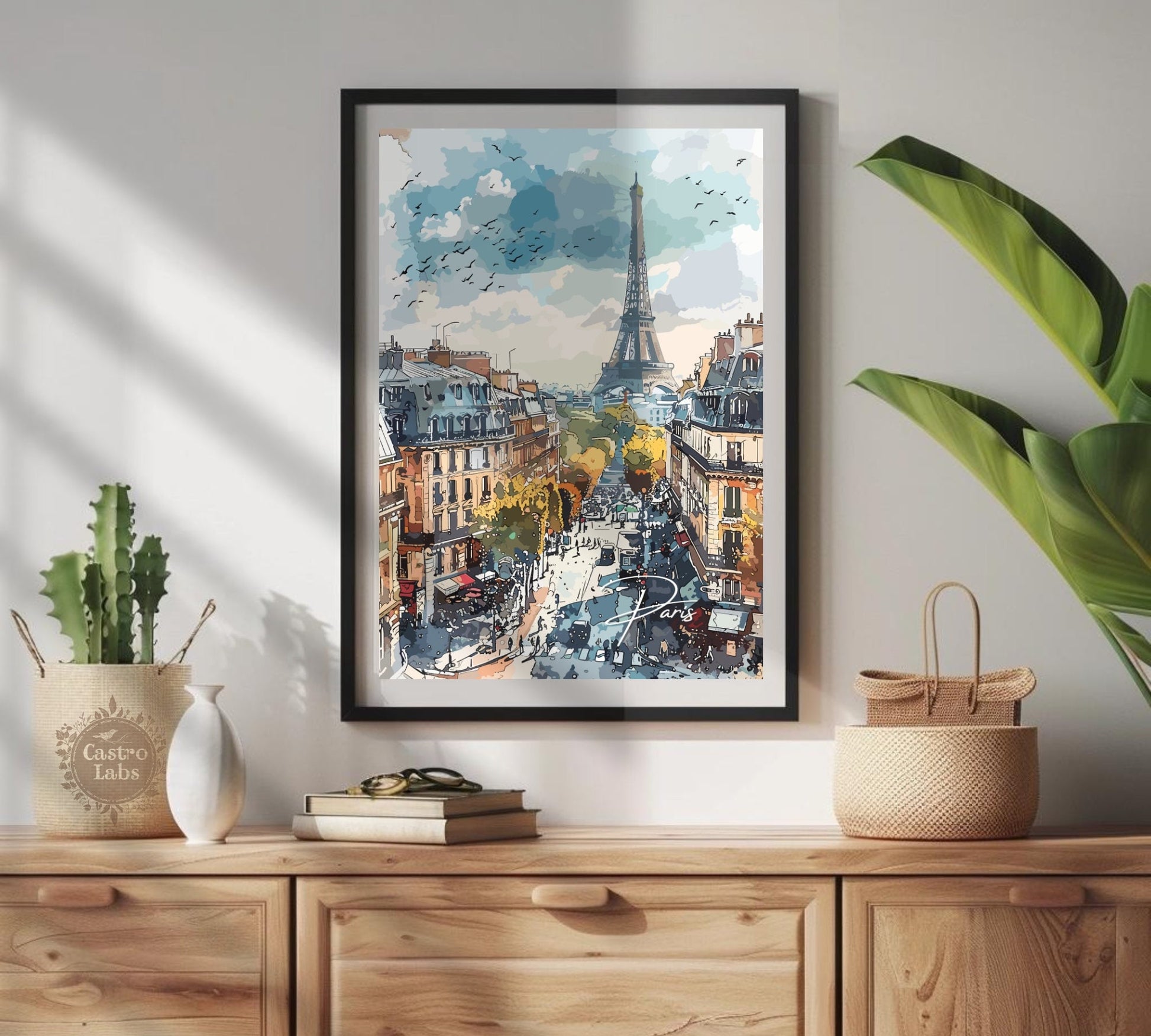 Paris Eiffel Tower Travel Poster: Iconic Cityscape Wall Art