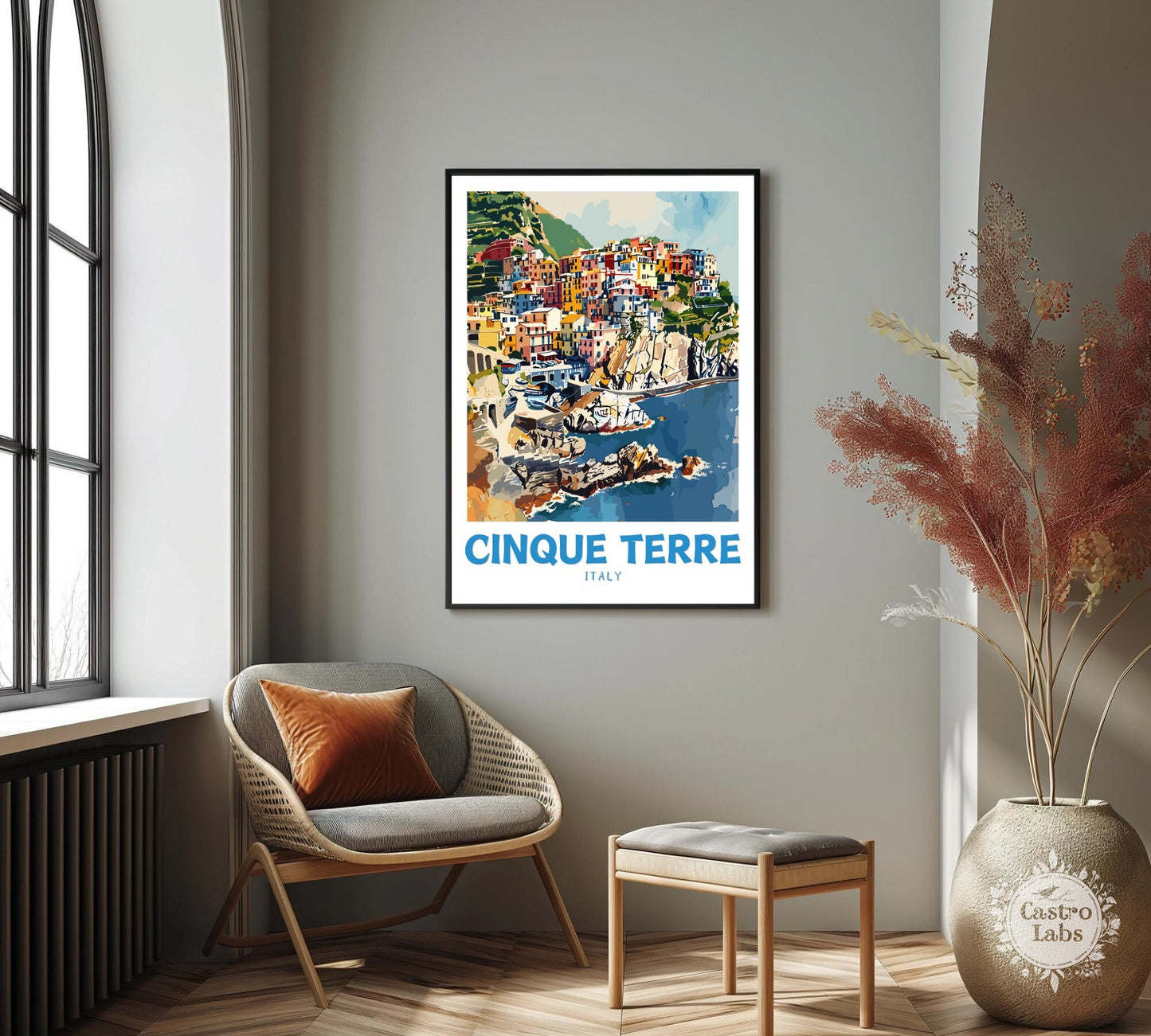 Cinque Terre Travel Poster: Italian Riviera