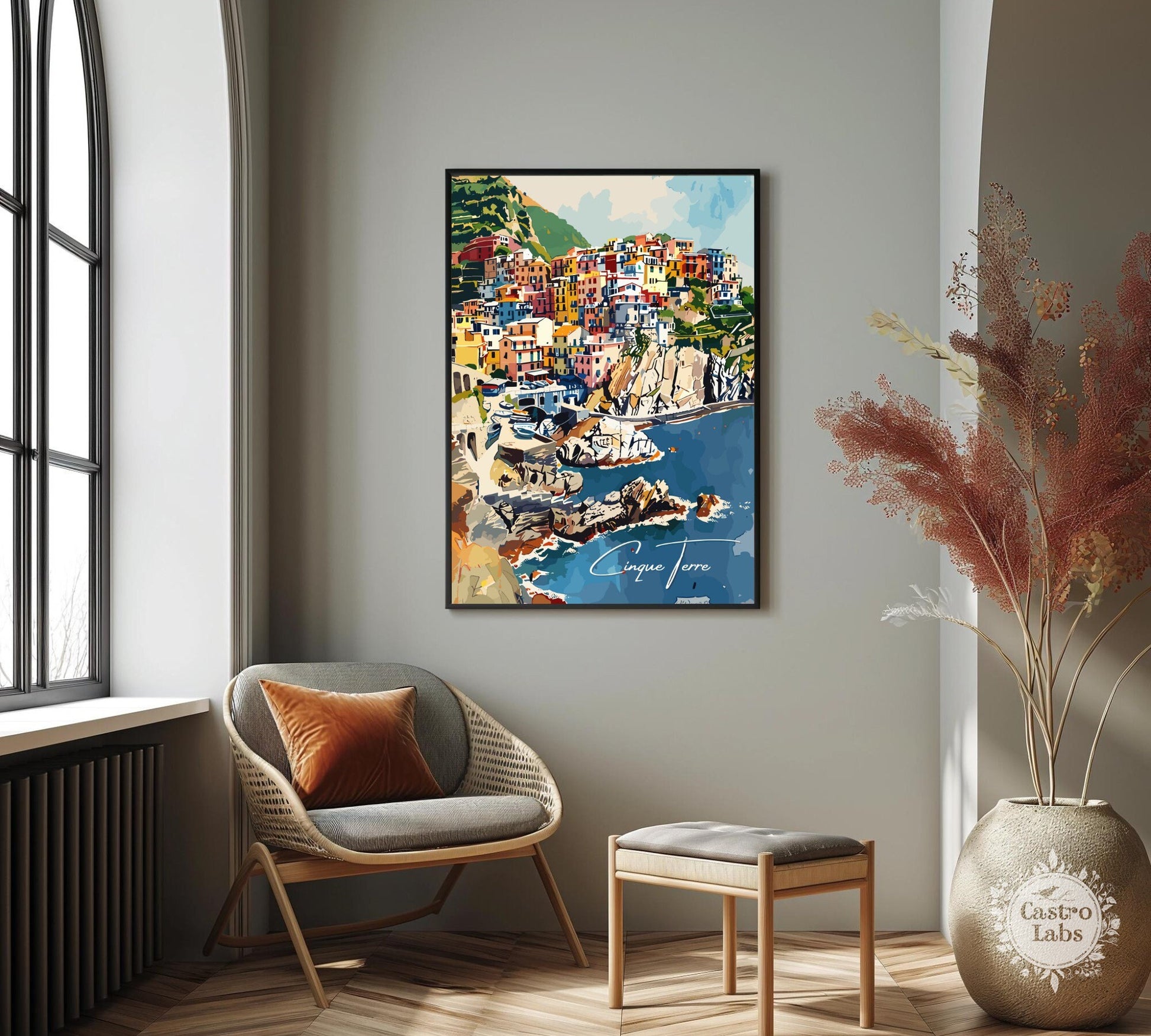 Cinque Terre Travel Poster: Italian Riviera