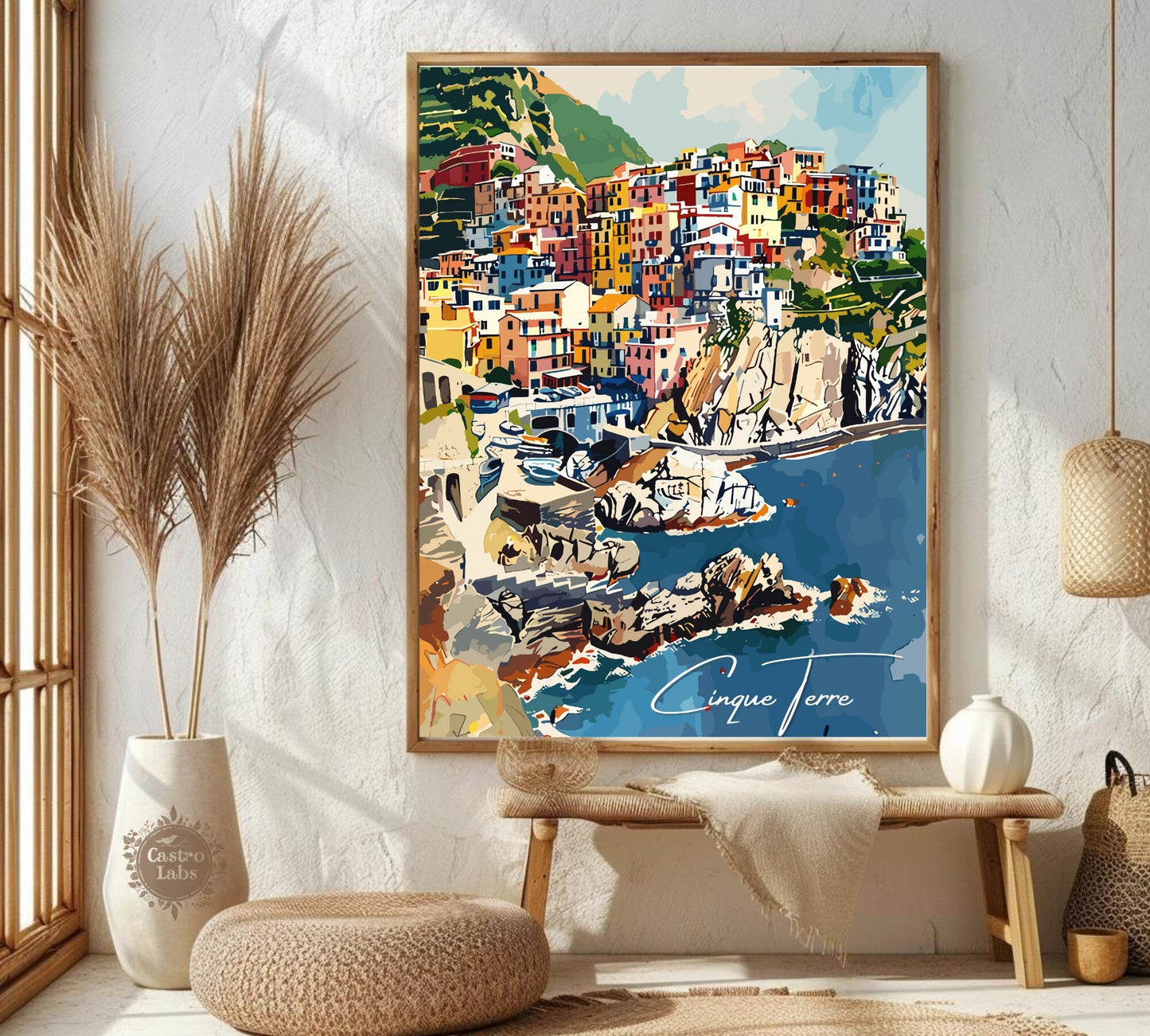 Cinque Terre Travel Poster: Italian Riviera