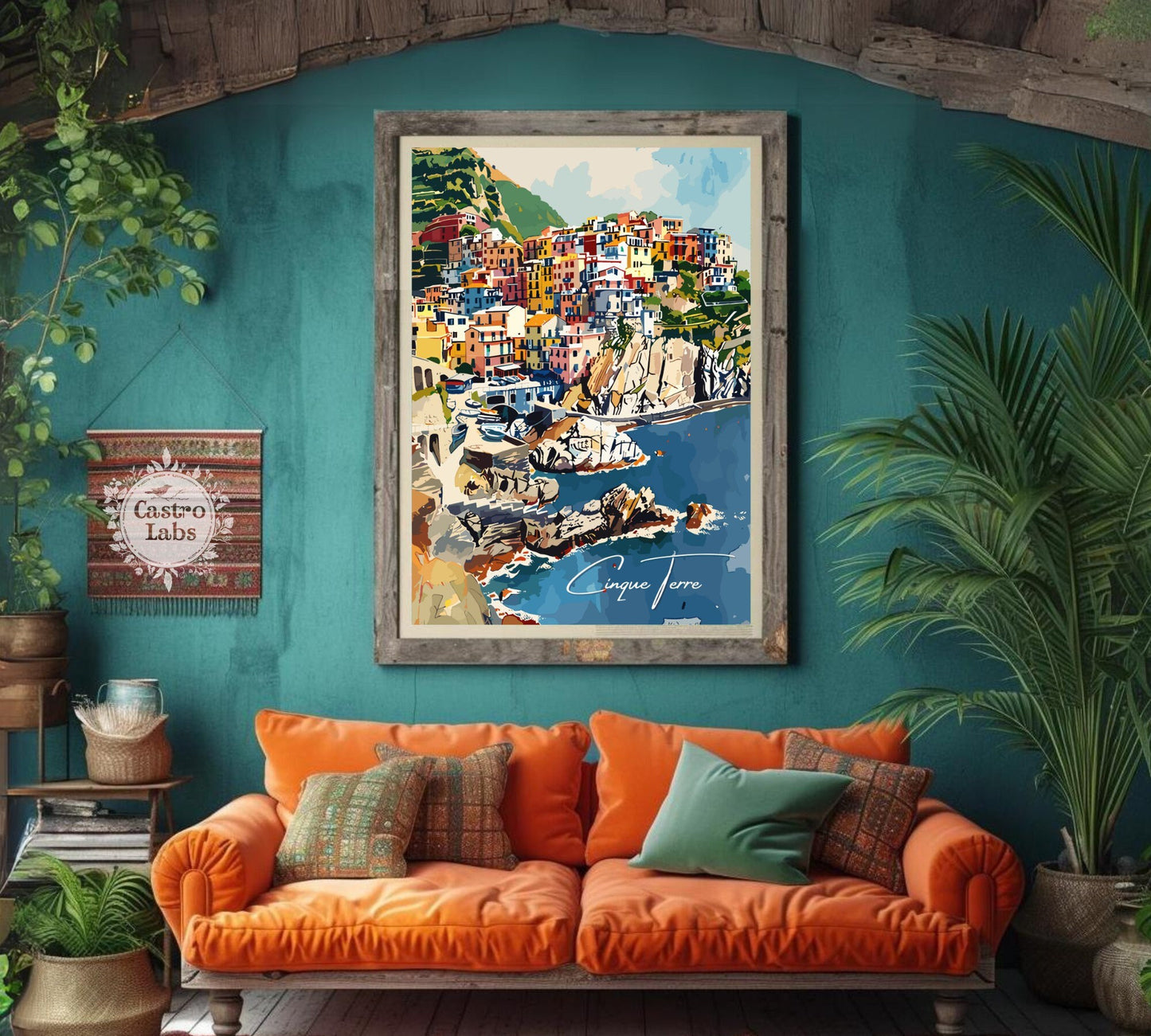 Cinque Terre Travel Poster: Italian Riviera