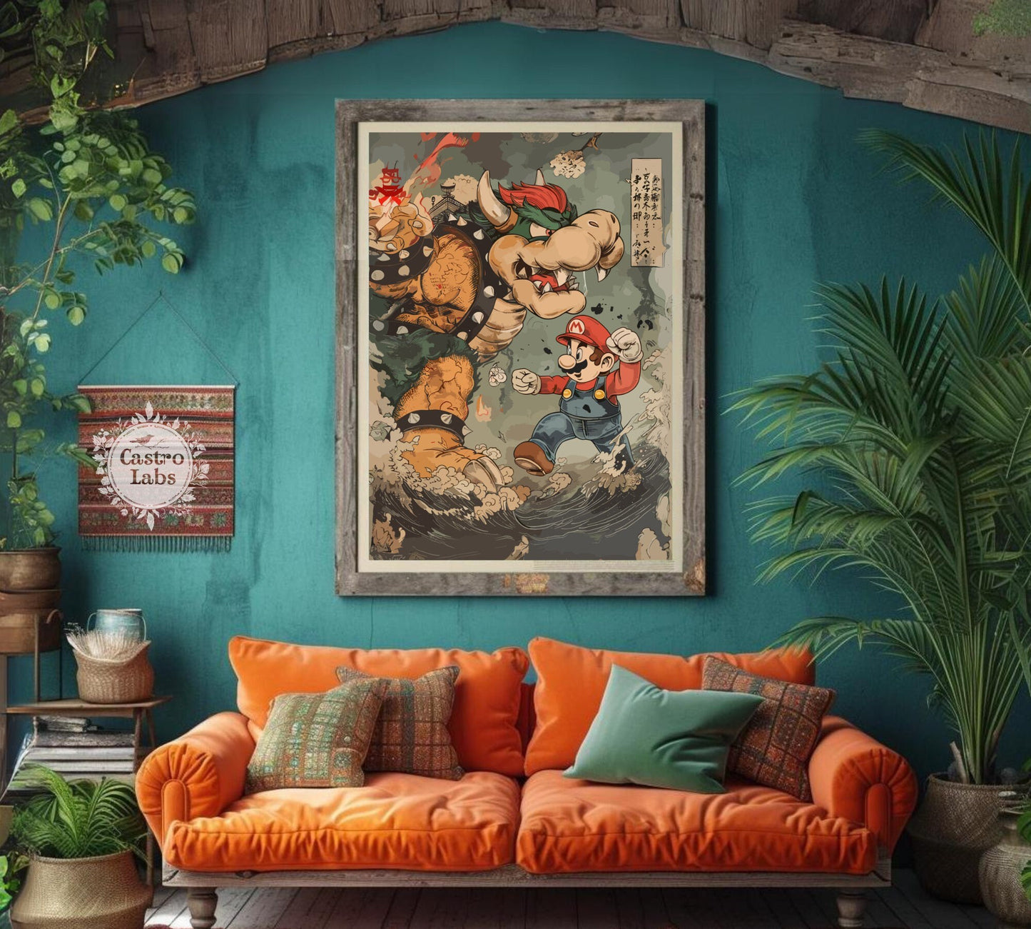 Mario and Bowser Poster, Super Mario Bowser Print