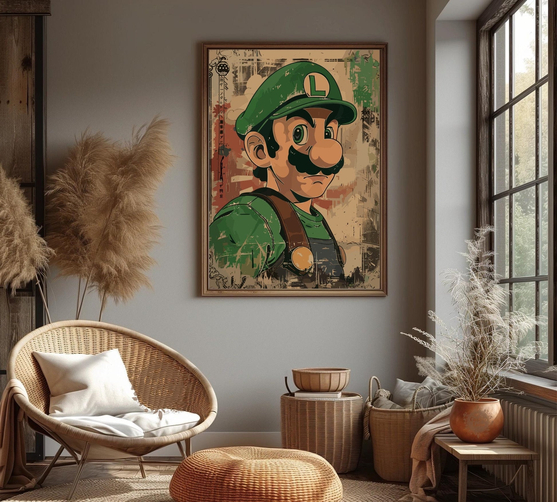 Luigi Poster: Japanese Art Style Poster