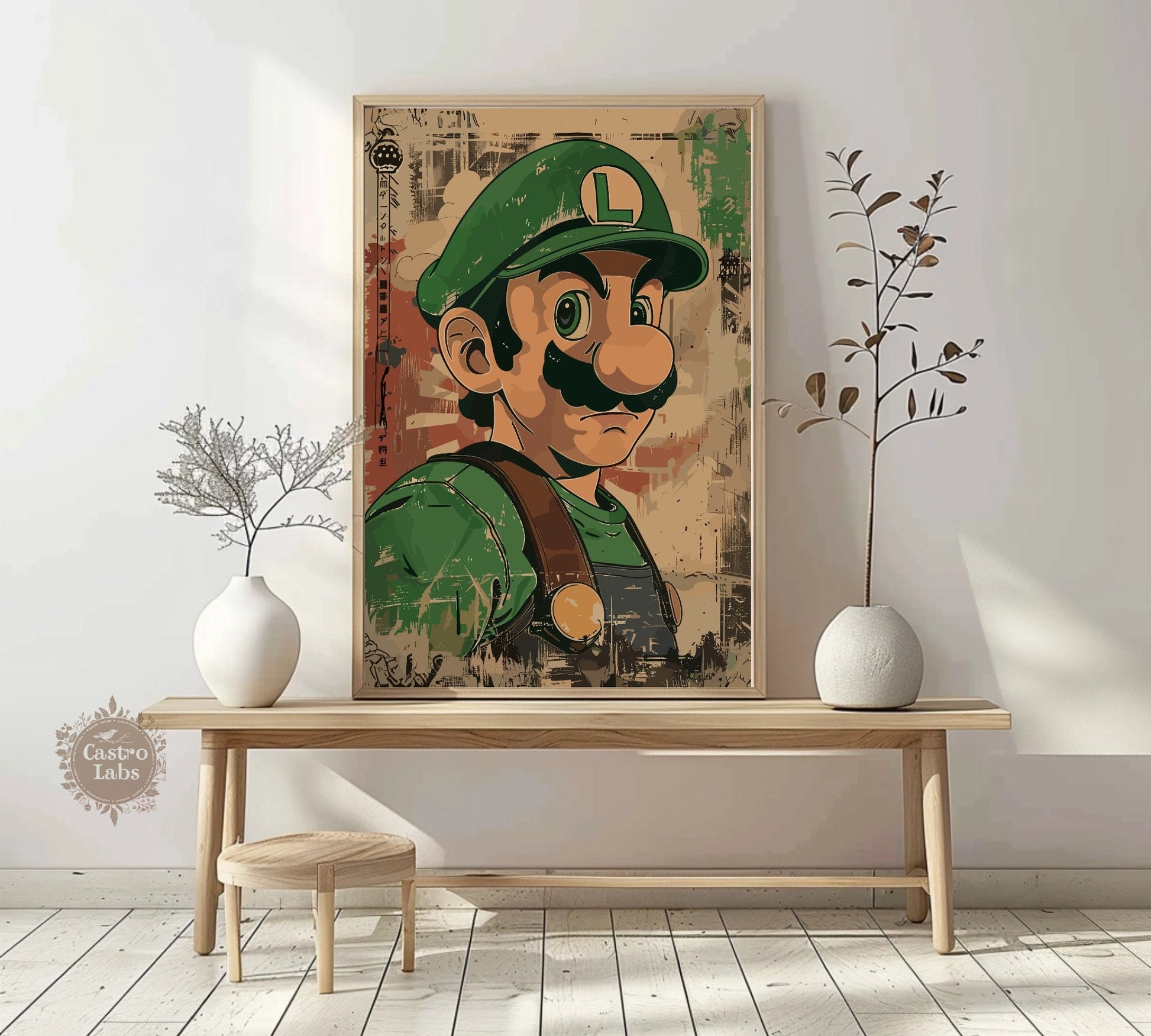 Luigi Poster: Japanese Art Style Poster