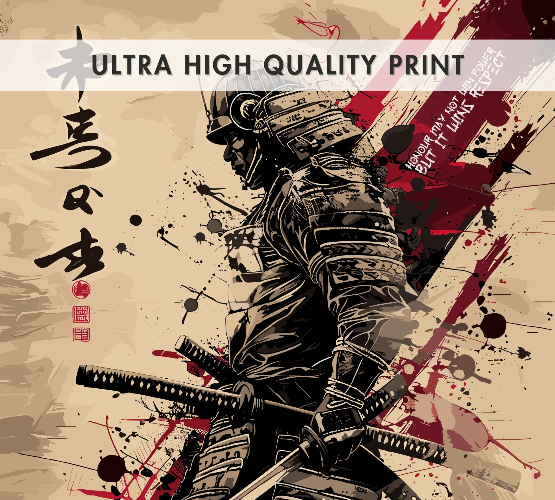 Samurai Warrior Poster: Japanese Warrior Samurai Wall Art