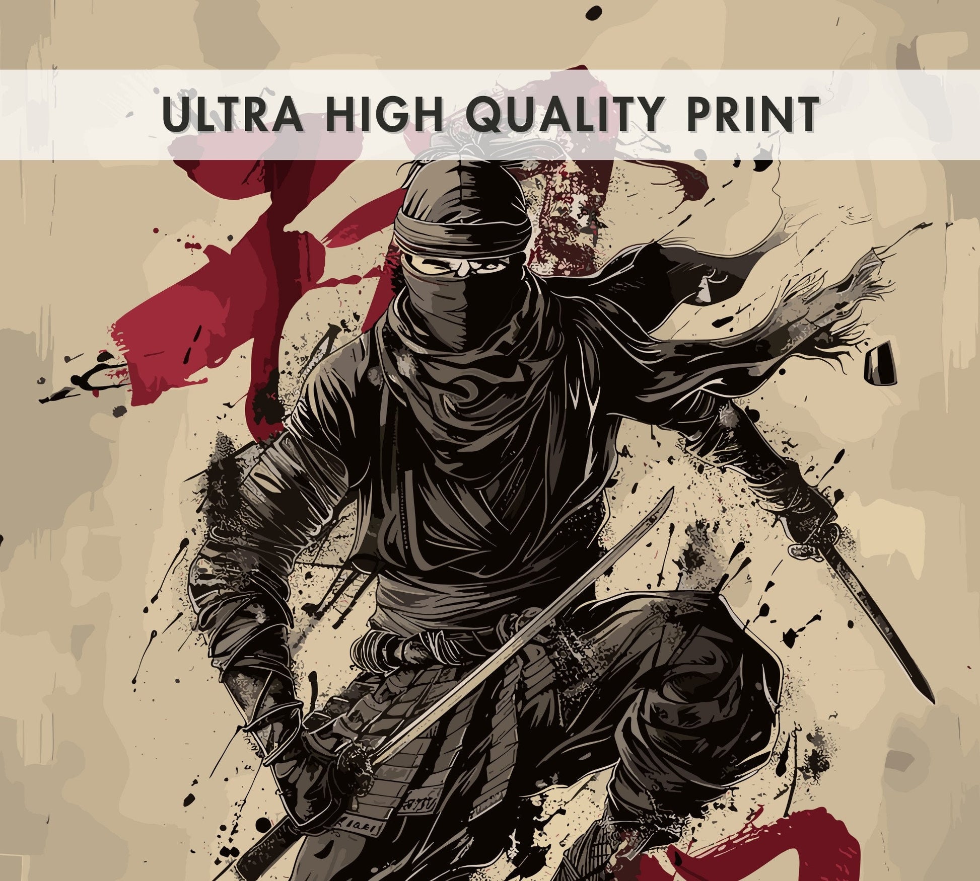 Shinobi Poster: Japanese Warrior Ninja Wall Art