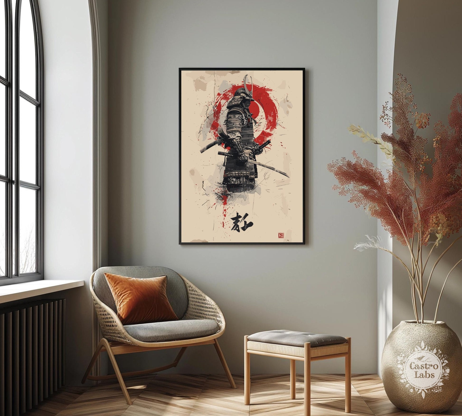 Japanese Warrior Poster: Japanese Warrior Samurai Wall Art