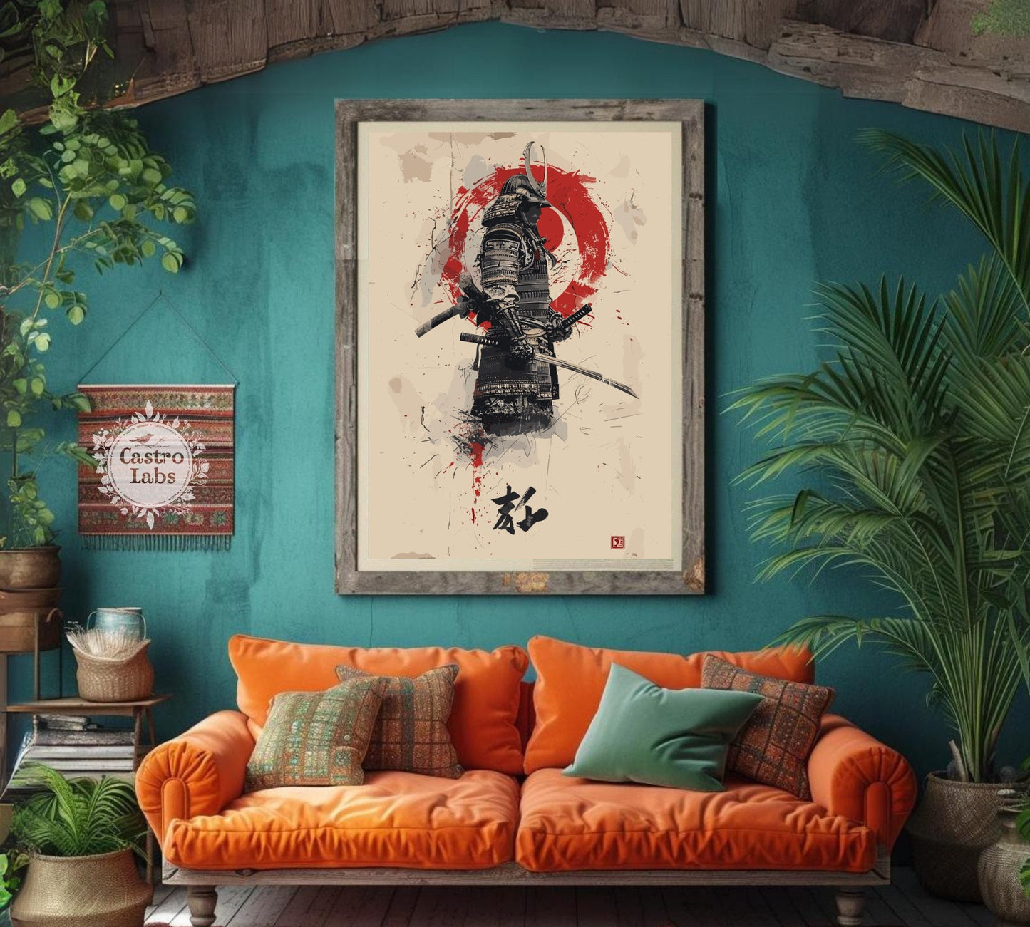 Japanese Warrior Poster: Japanese Warrior Samurai Wall Art