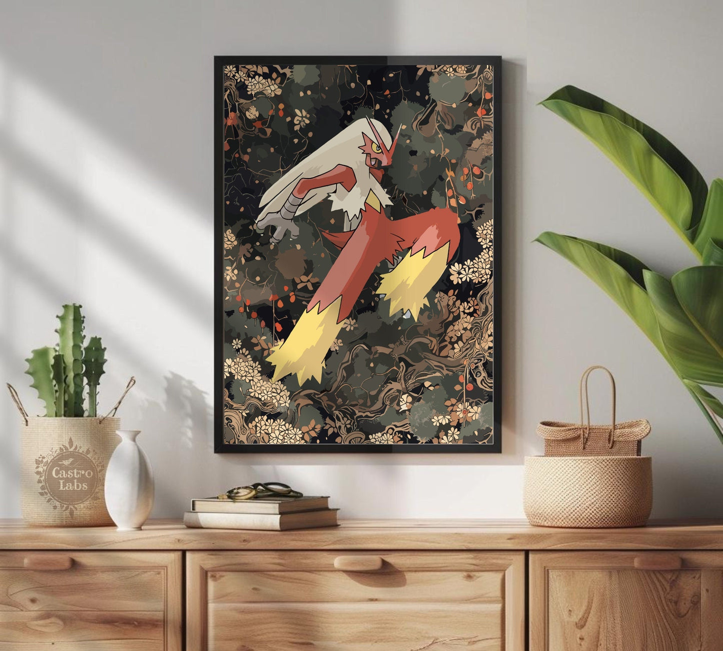 Blaziken Poster: Japanese Tapestry Style Pokemon Anime Poster