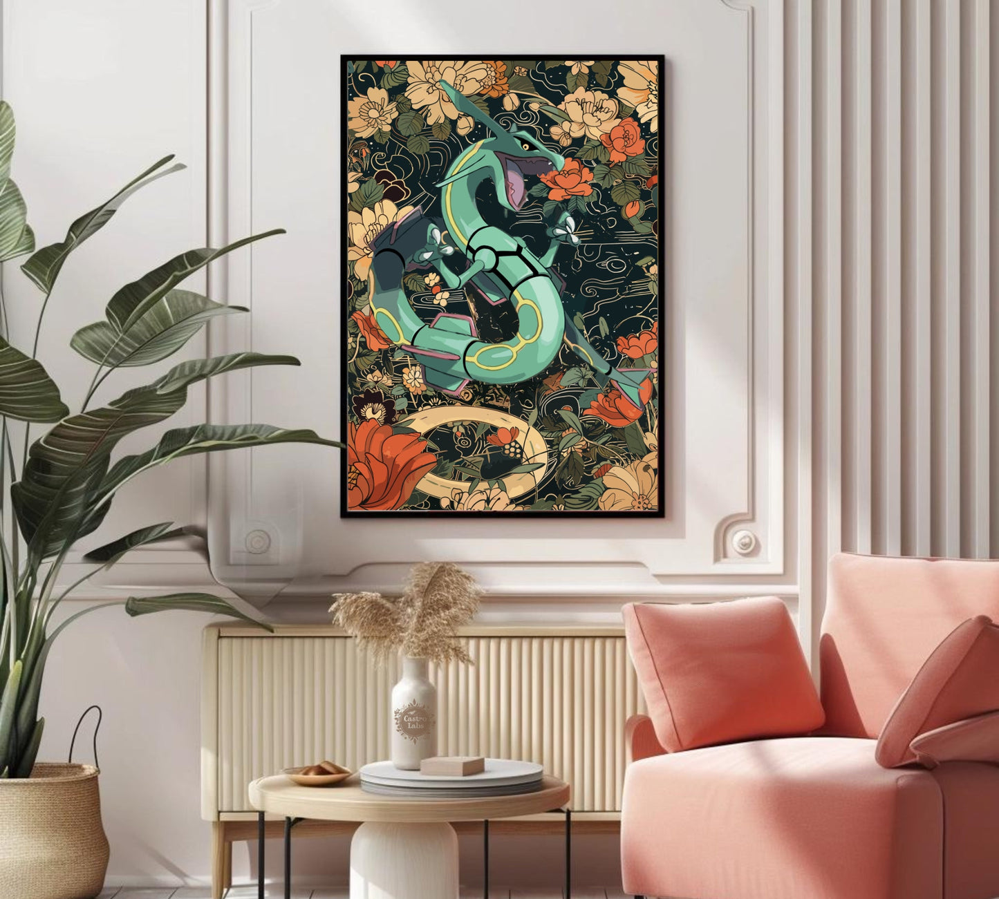 Rayquaza Poster: Japanese Tapestry Style Pokemon Anime Poster