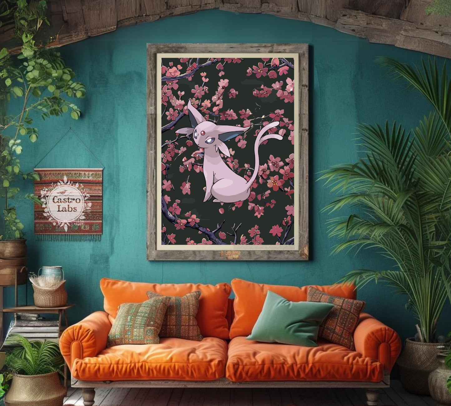 Espeon Poster: Japanese Tapestry Style Pokemon Anime Poster