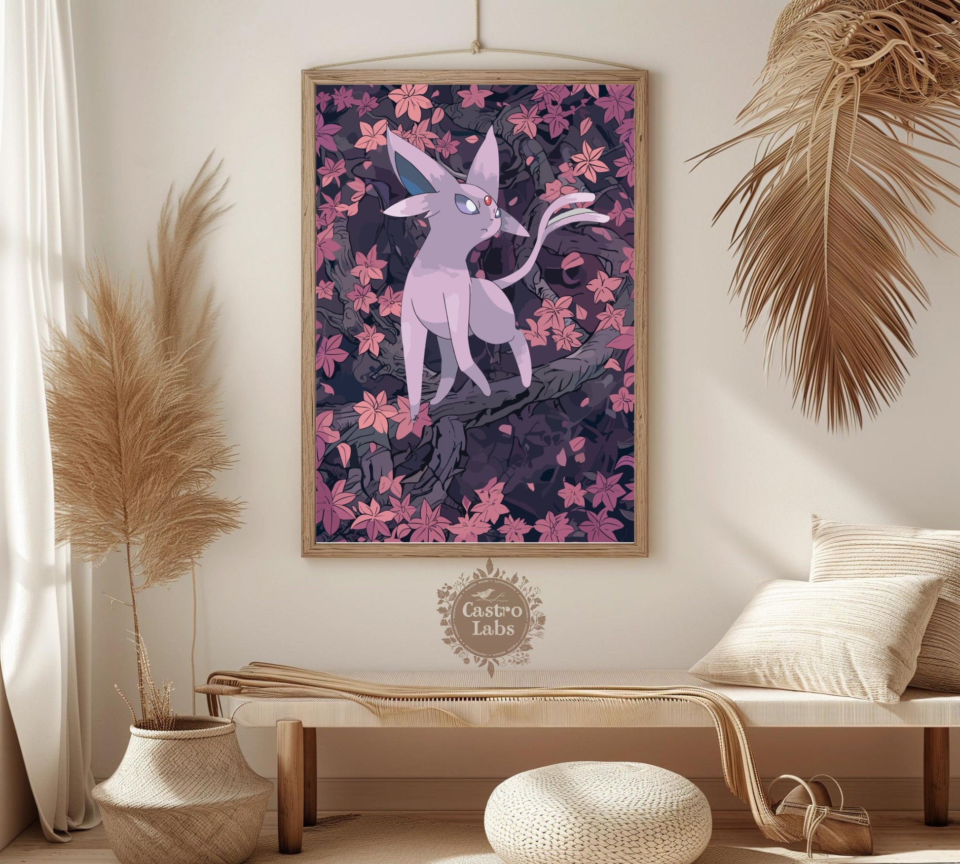 Espeon Poster: Japanese Tapestry Style Pokemon Anime Poster