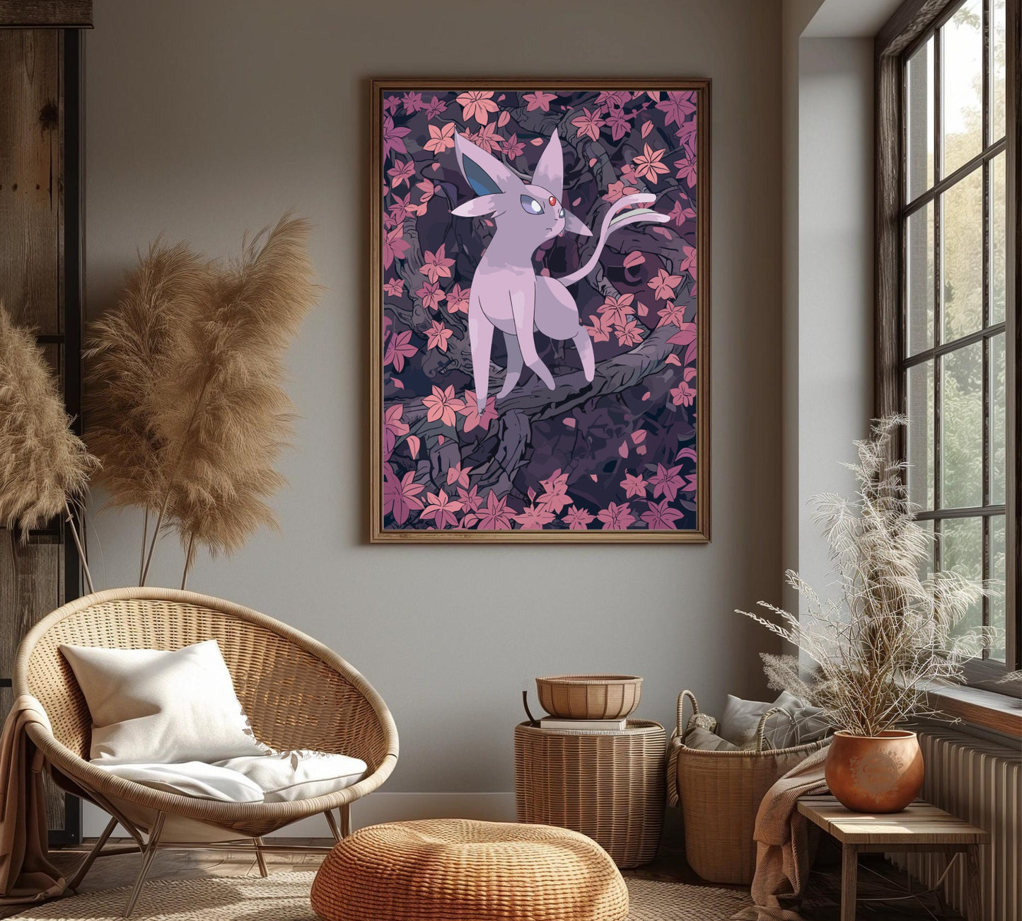 Espeon Poster: Japanese Tapestry Style Pokemon Anime Poster